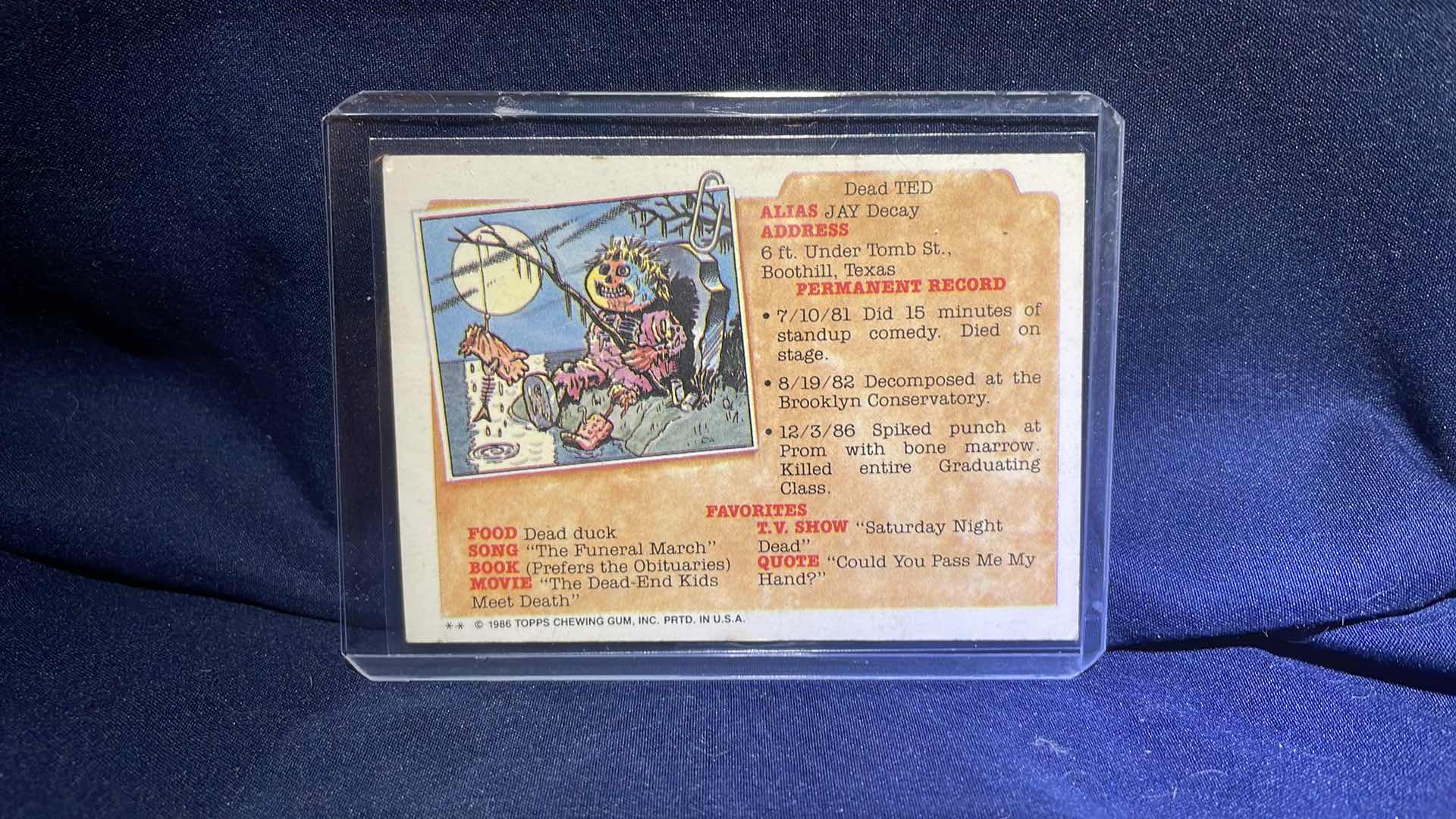 Photo 1 of 1986 GARBAGE PAIL KIDS DANGLING DOLLY CARD