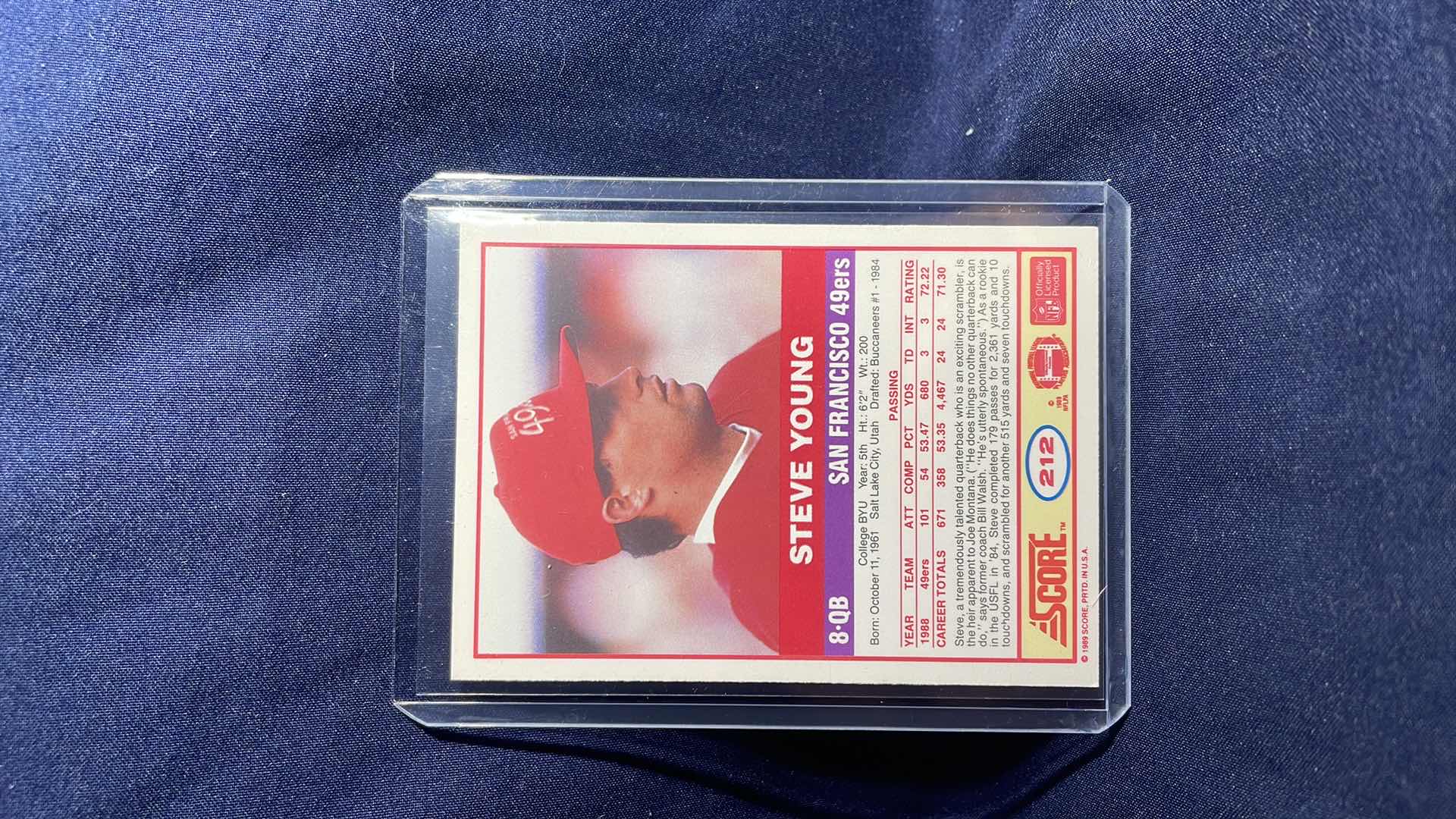 Photo 1 of 1989 SCORE STEVE YOUNG CARD #212