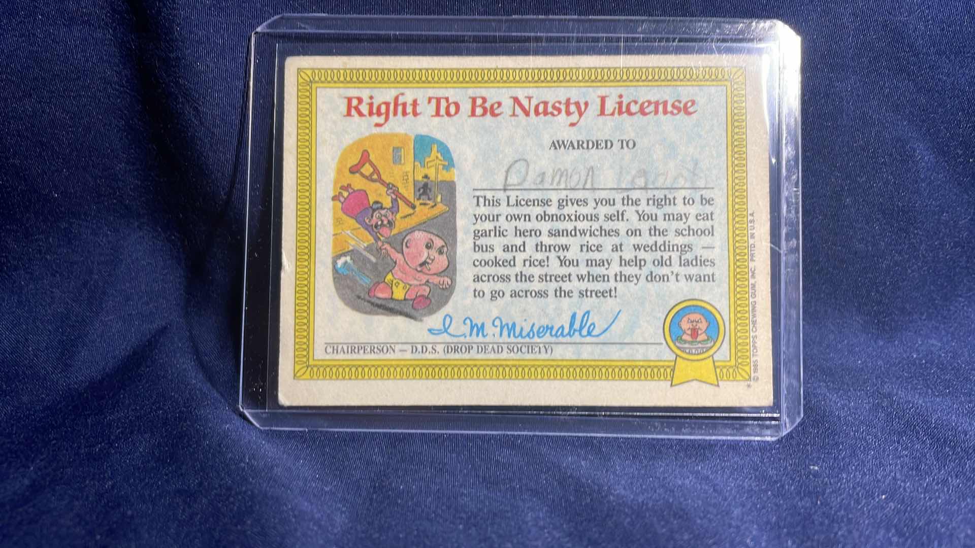 Photo 1 of 1985 GARBAGE PAIL KIDS BRAINY JANIE CARD 