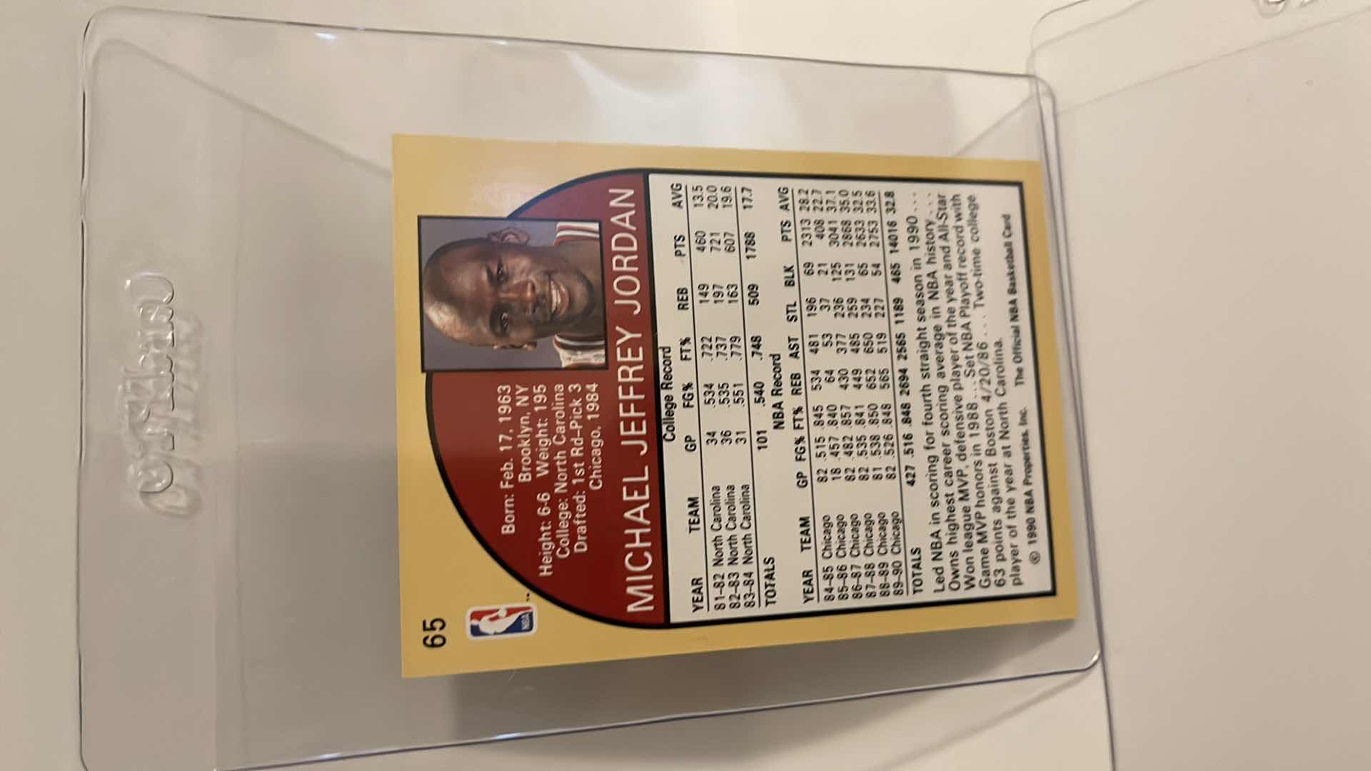 Photo 1 of 1990 MICHAEL JORDAN NBA HOOPS CARD 66