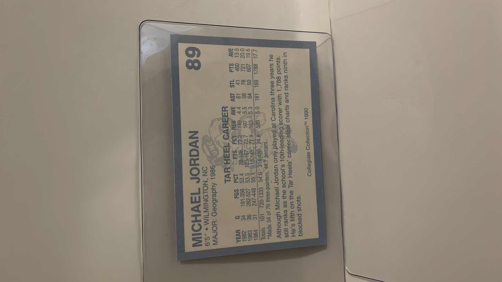 Photo 1 of 1990 MICHAEL JORDAN COLLEGIATE COLLECTION CARD 89