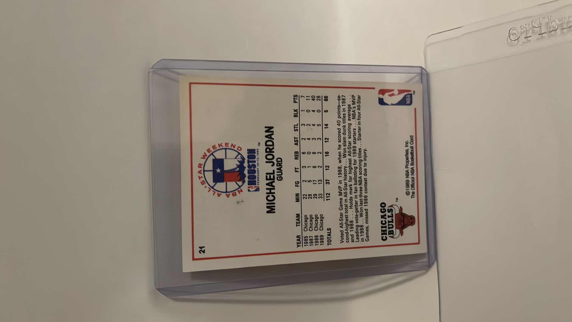 Photo 1 of 1989 MICHAEL JORDAN NBA HOOPS CARD 21