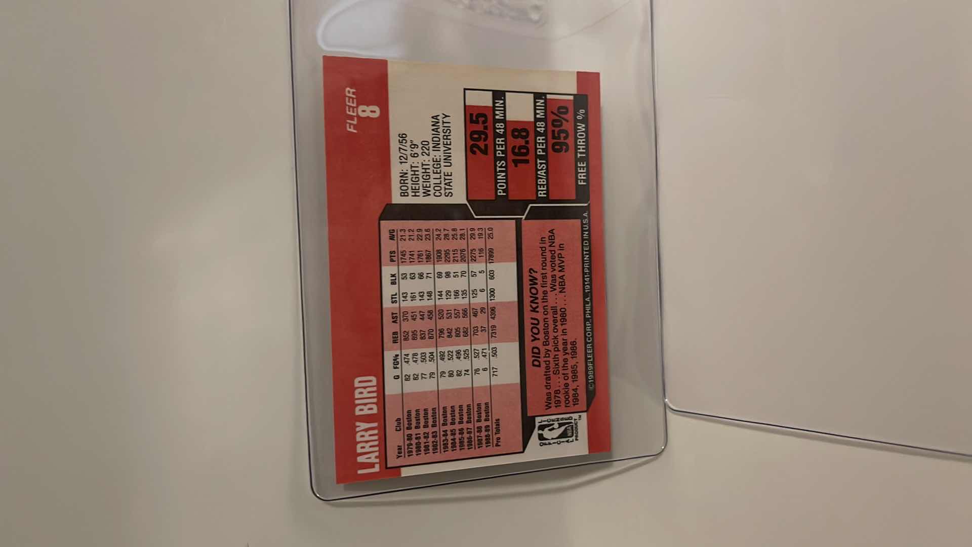 Photo 1 of 1989 LARRY BIRD FLEER CARD 8