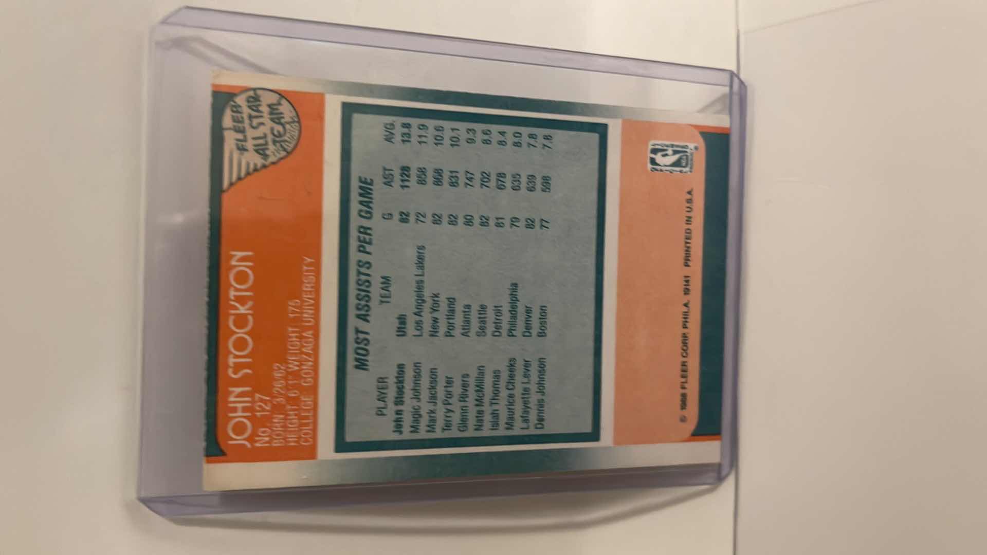 Photo 1 of 1988 JOHN STOCKTON FLEER ROOKIE CARD 127