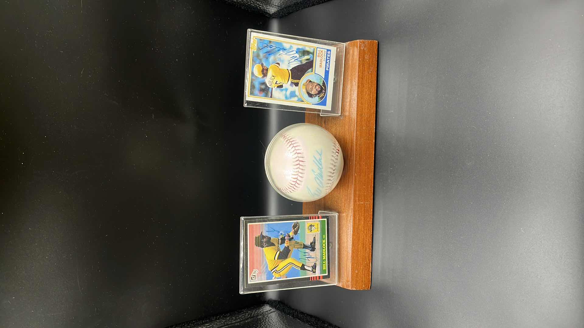 Photo 1 of BILL MADLOCK AUTOGRAPHED BASEBALL CARDS W AUTOGRAPHED BASEBALL DISPLAY