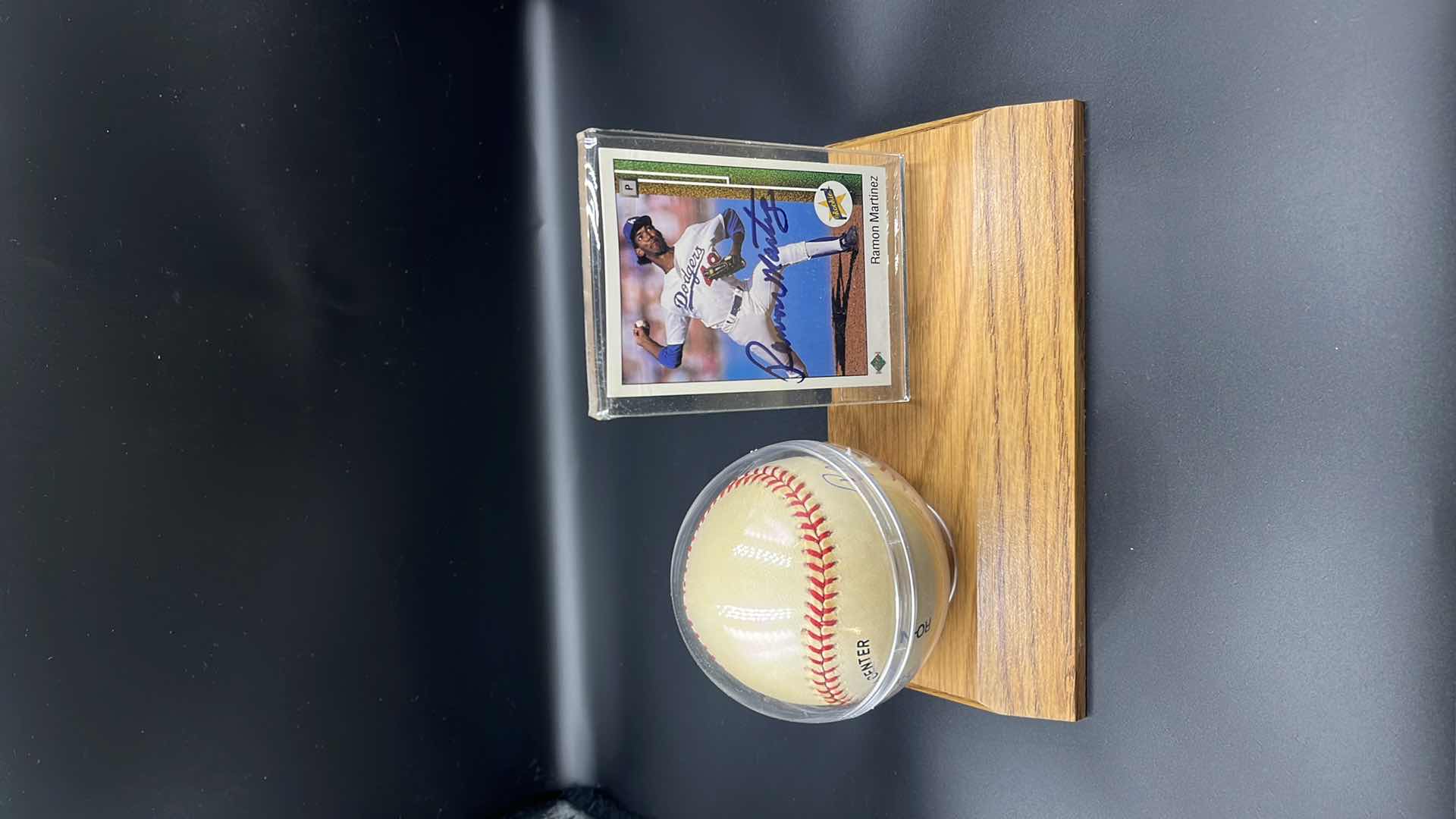 Photo 1 of RAMON MARTINEZ AUTOGRAPHED BASEBALL & ROOKIE CARD