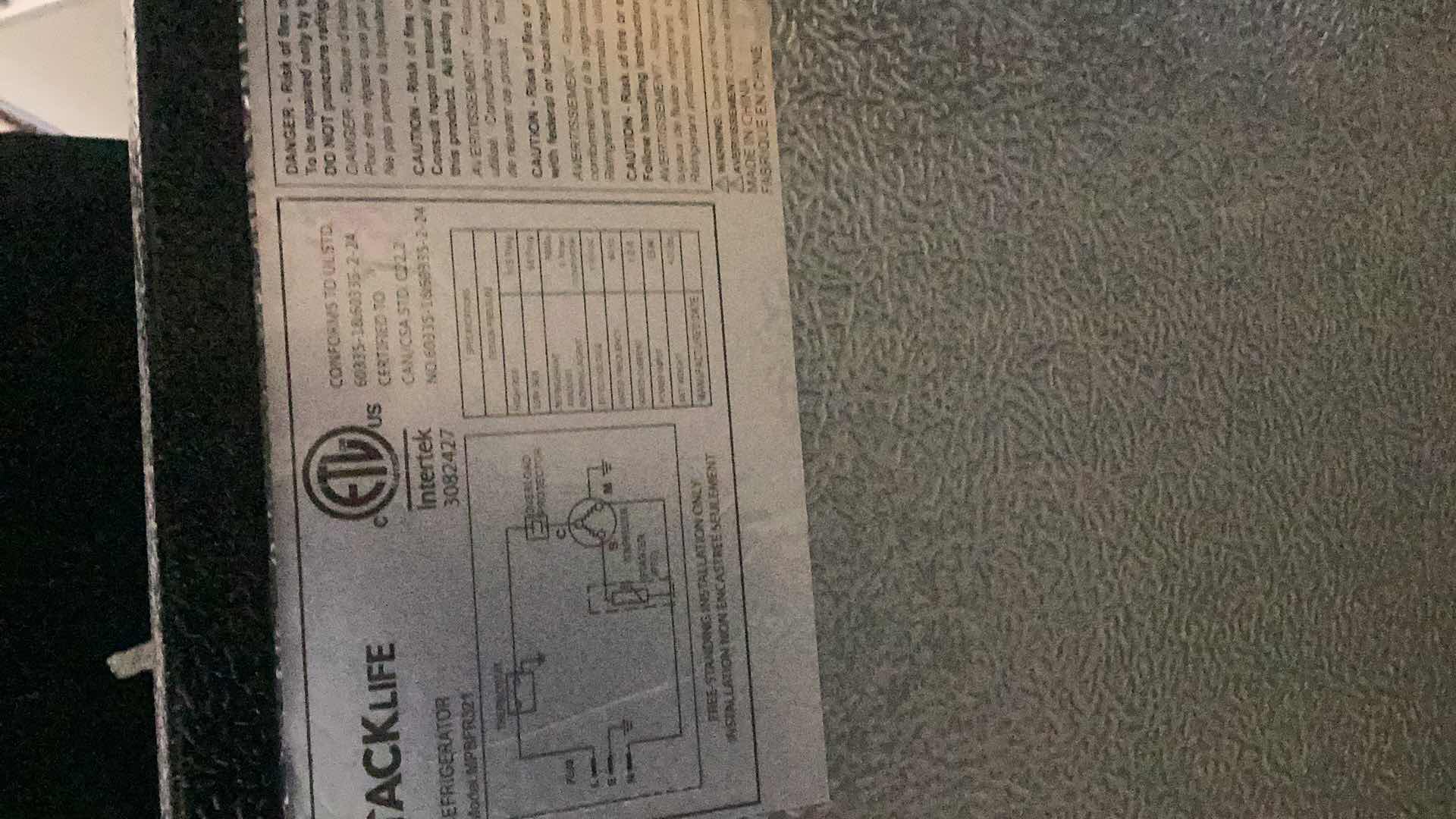 Photo 1 of TACKLIFE MINI REFRIGERATOR 18” X 17” H 32”