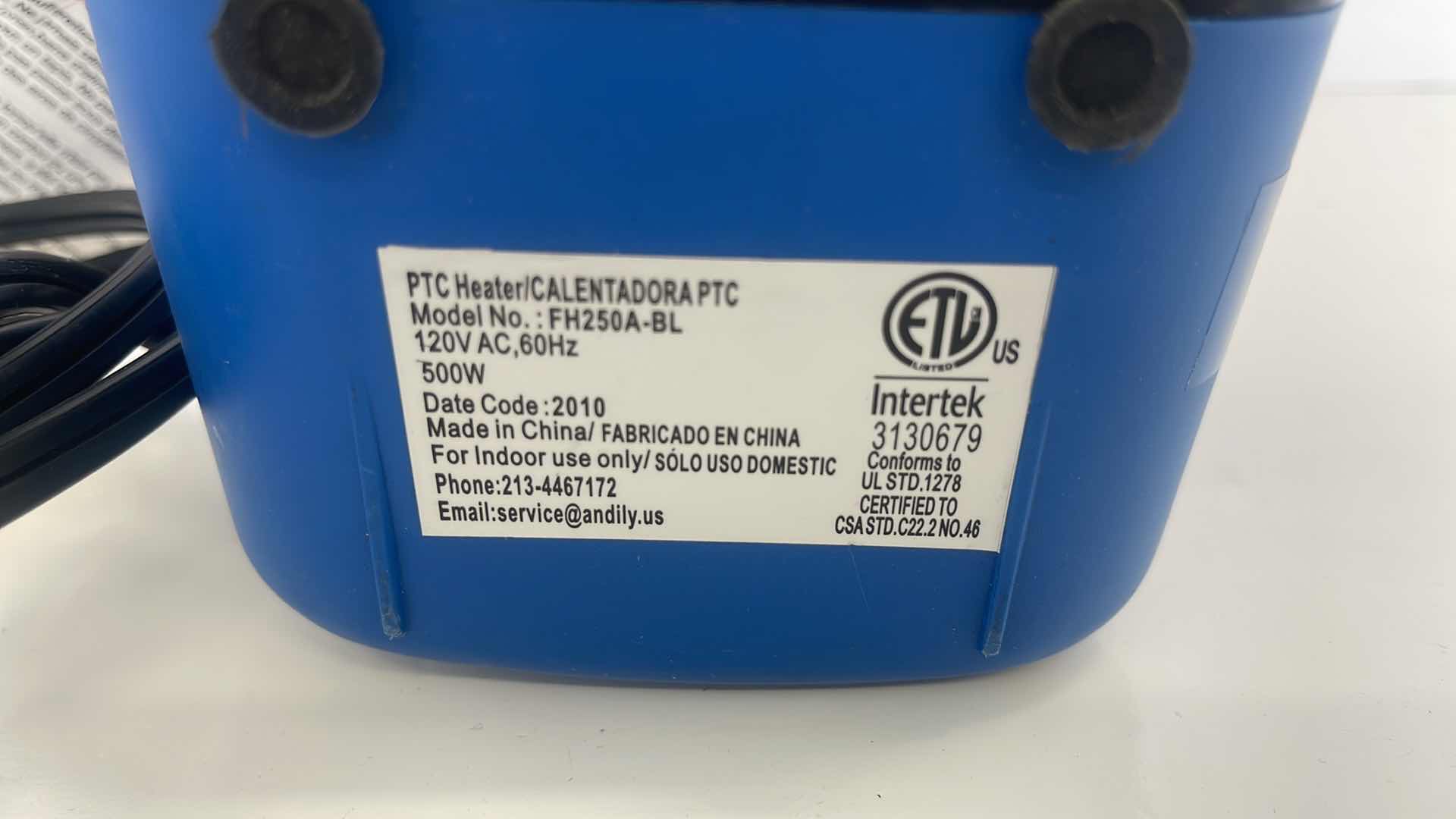 Photo 1 of ANDILY 500W SPACE HEATER