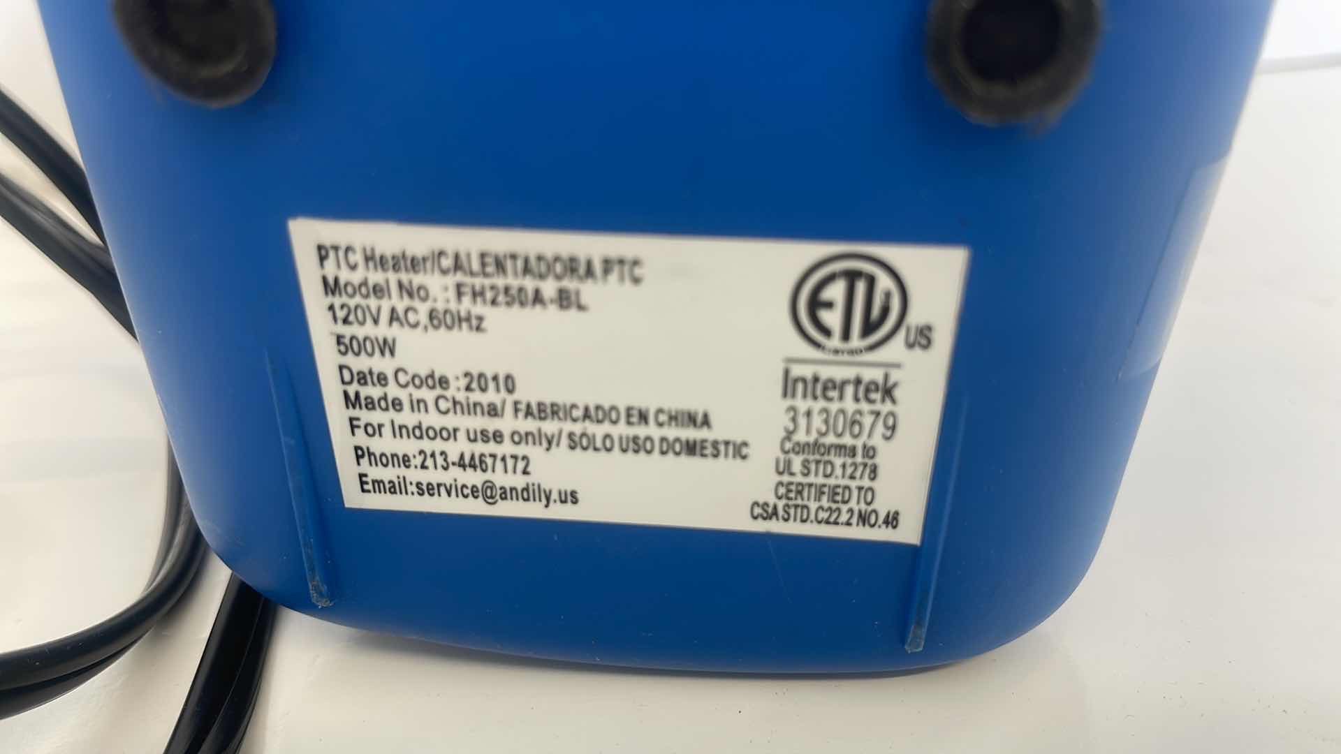 Photo 1 of ANDILY 500W SPACE HEATER