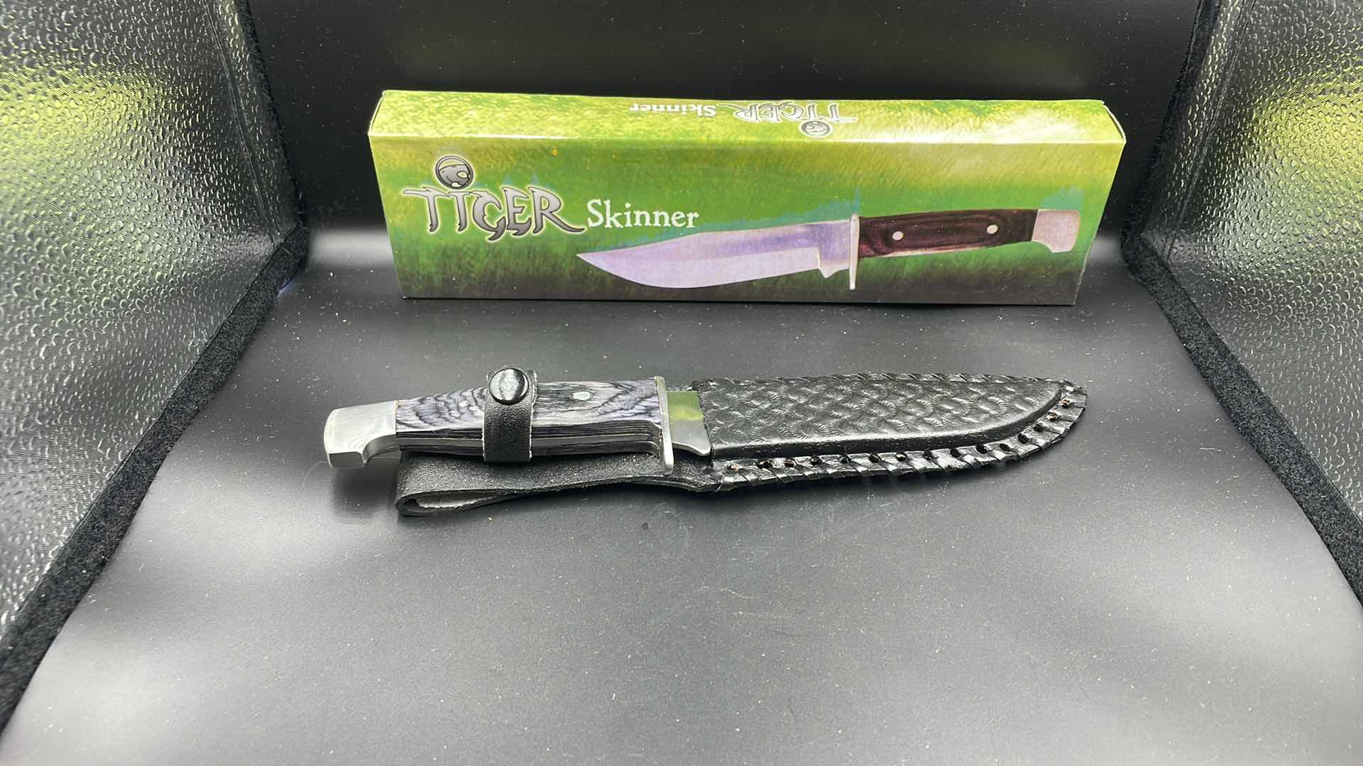 Photo 1 of TIGER SKINNER KNIFE AND SHEATH 9”