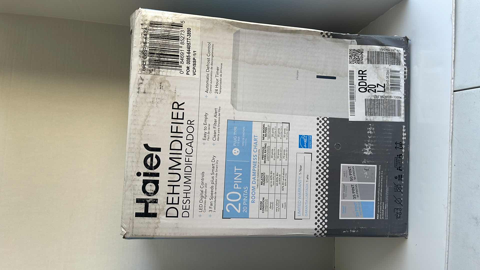 Photo 1 of HAIER DEHUMIDIFIER MODEL QDHR20LZ