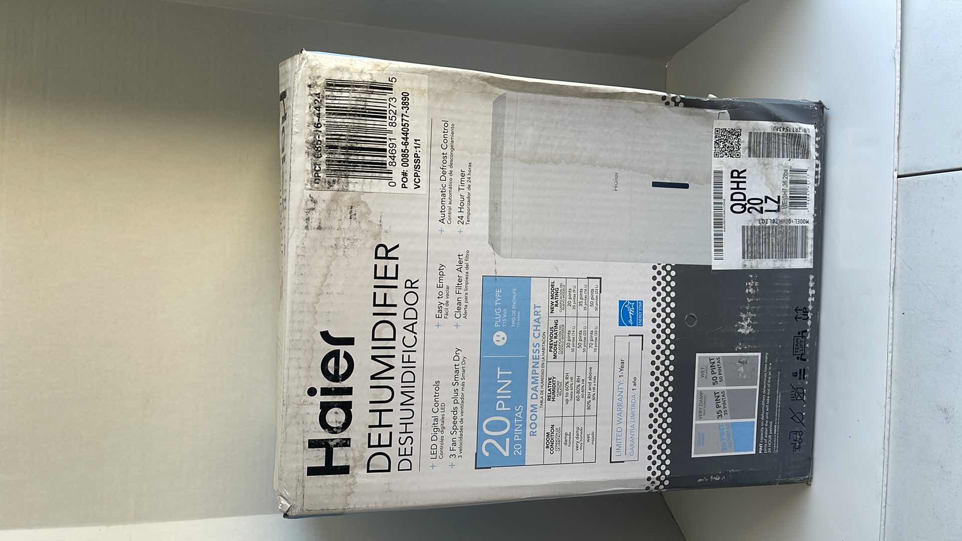 Photo 1 of HAIER DEHUMIDIFIER MODEL QDHR20LZ