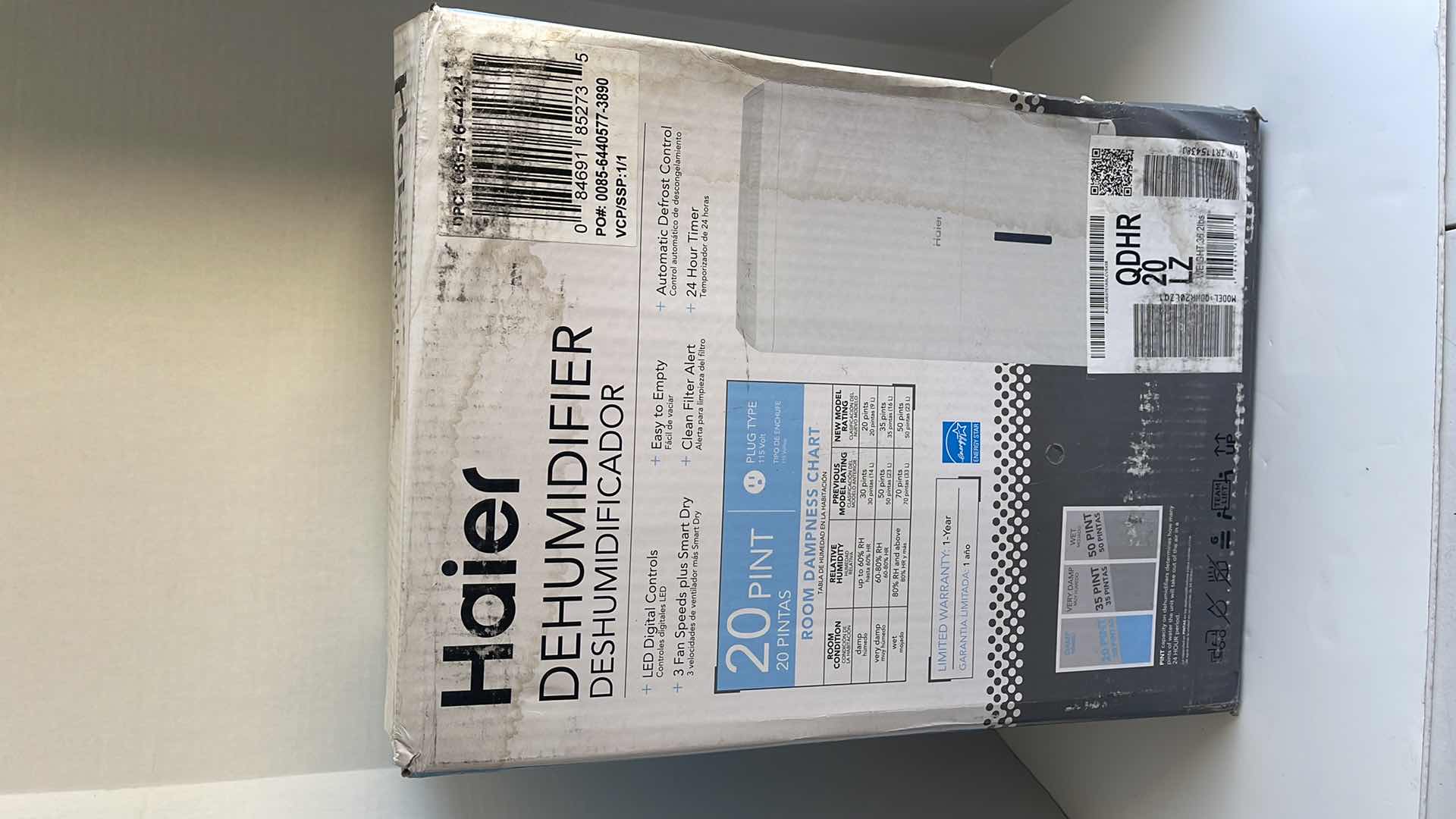 Photo 1 of HAIER DEHUMIDIFIER MODEL QDHR20LZ