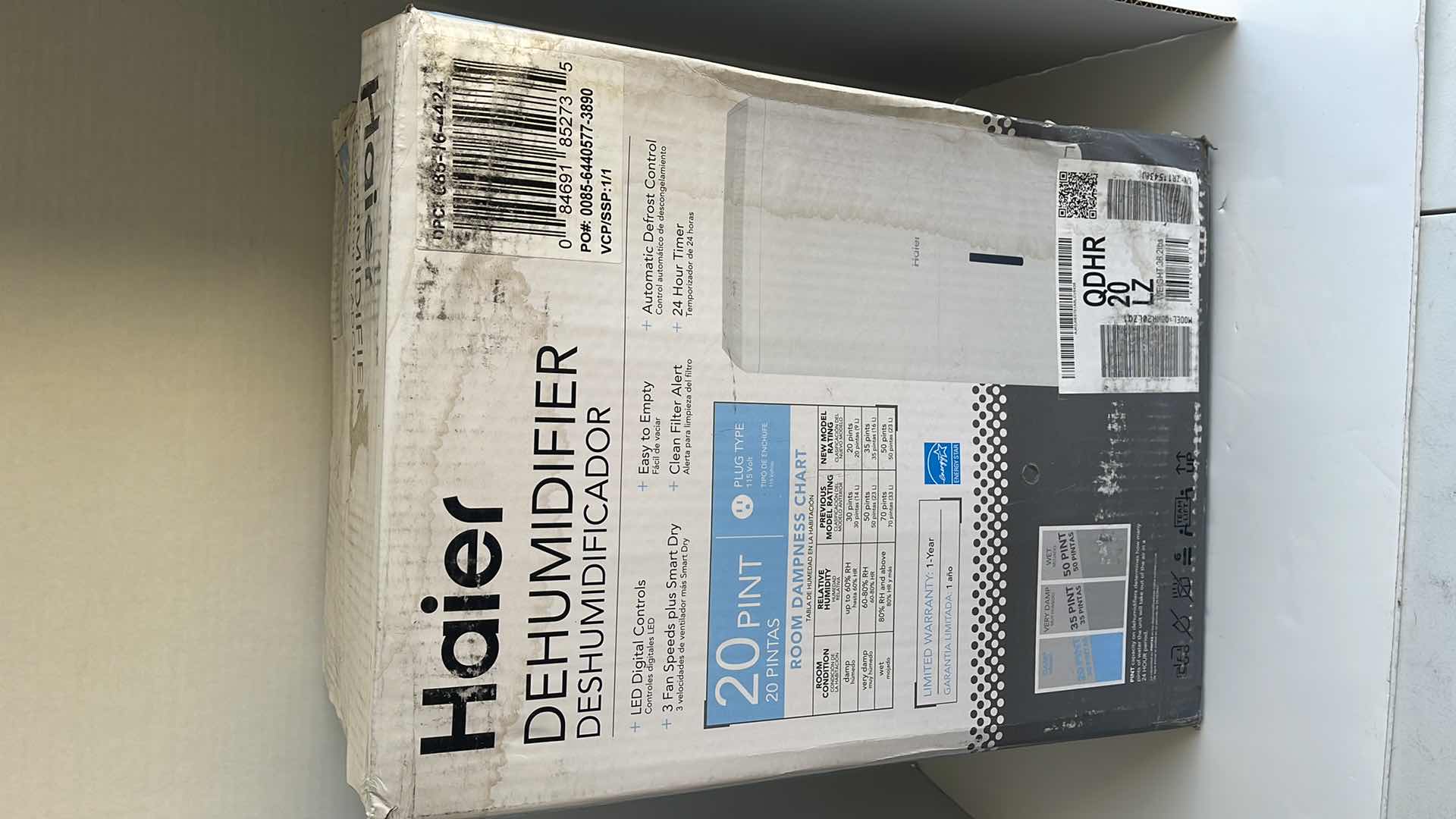 Photo 1 of HAIER DEHUMIDIFIER MODEL QDHR20LZ