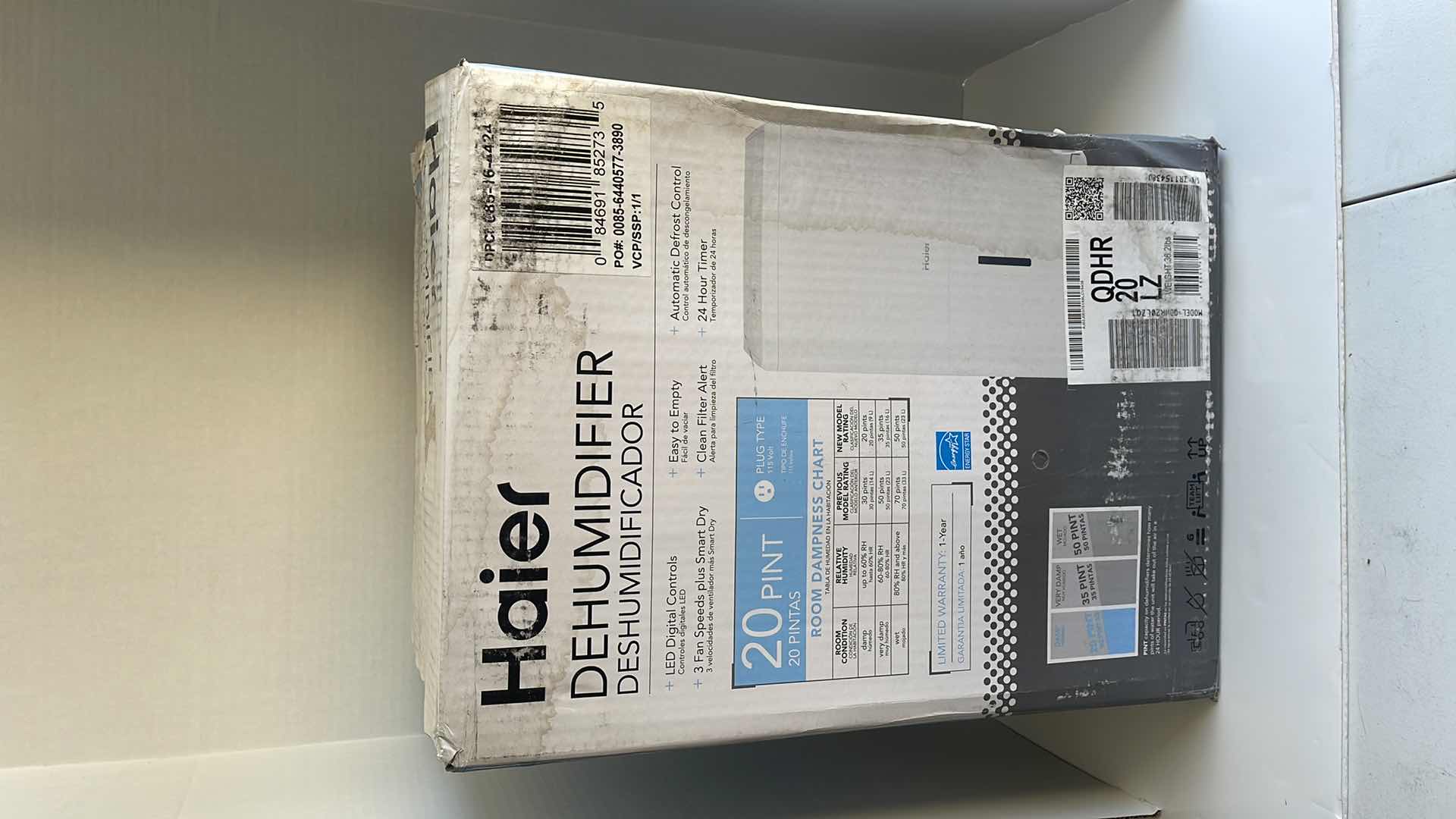 Photo 1 of HAIER DEHUMIDIFIER MODEL QDHR20LZ