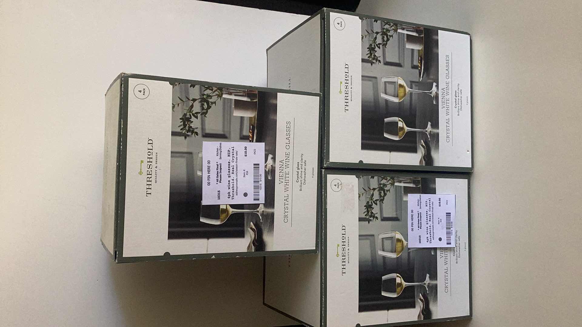 Photo 1 of THREE SETS OF 4 WINE GLASSES