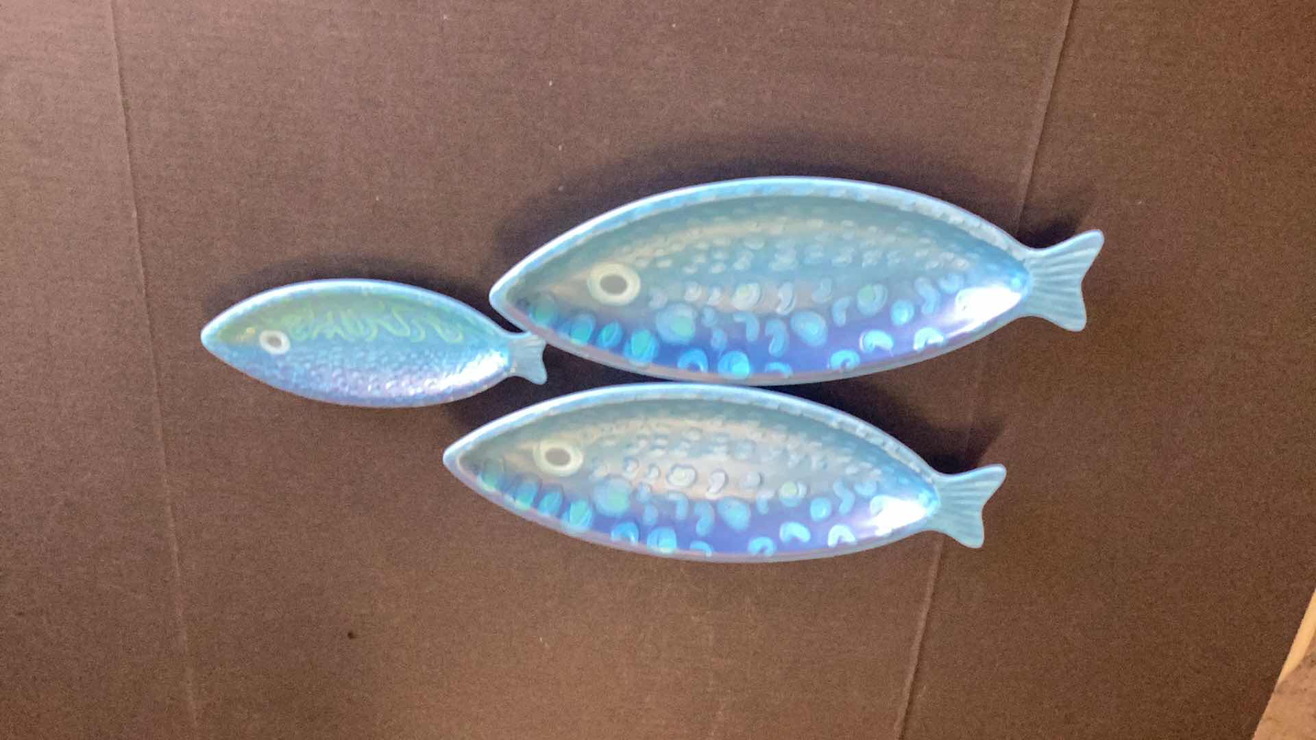 Photo 1 of THREE LARGE FISH INSPIRED DIP BOWLS LONGEST 16”
