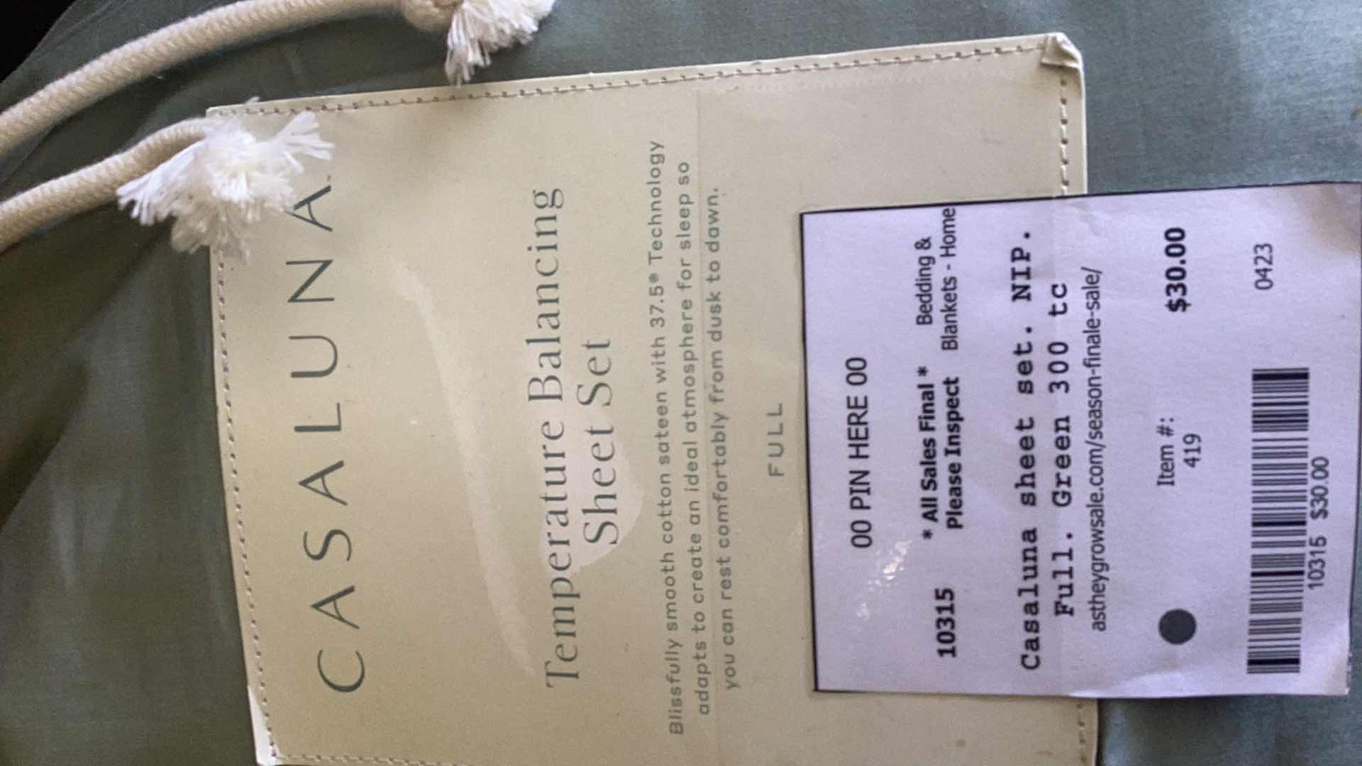 Photo 1 of CASALUNA TEMPERATURE BALANCING FULL SIZE SHEET SET