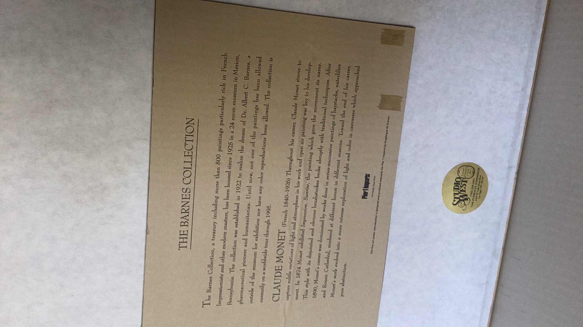 Photo 1 of CLAUDE MONET PRINT 31” X 36”