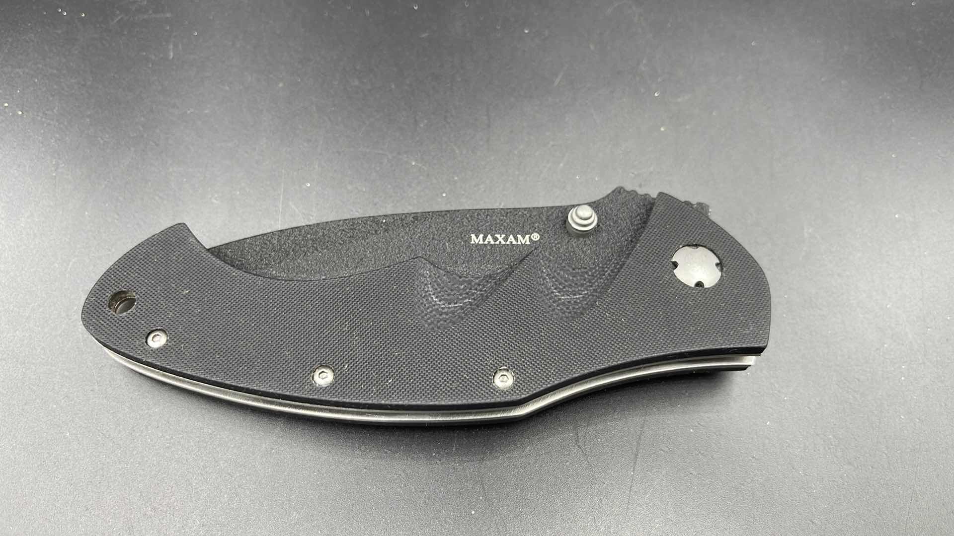 Photo 1 of MAXAM FOLDING BLACK HUNTING KNIFE 9”