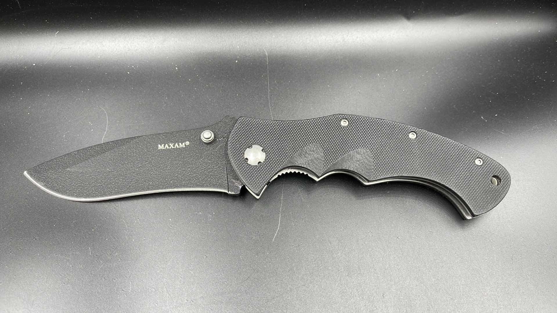 Photo 1 of MAXAM FOLDING BLACK HUNTING KNIFE 9”