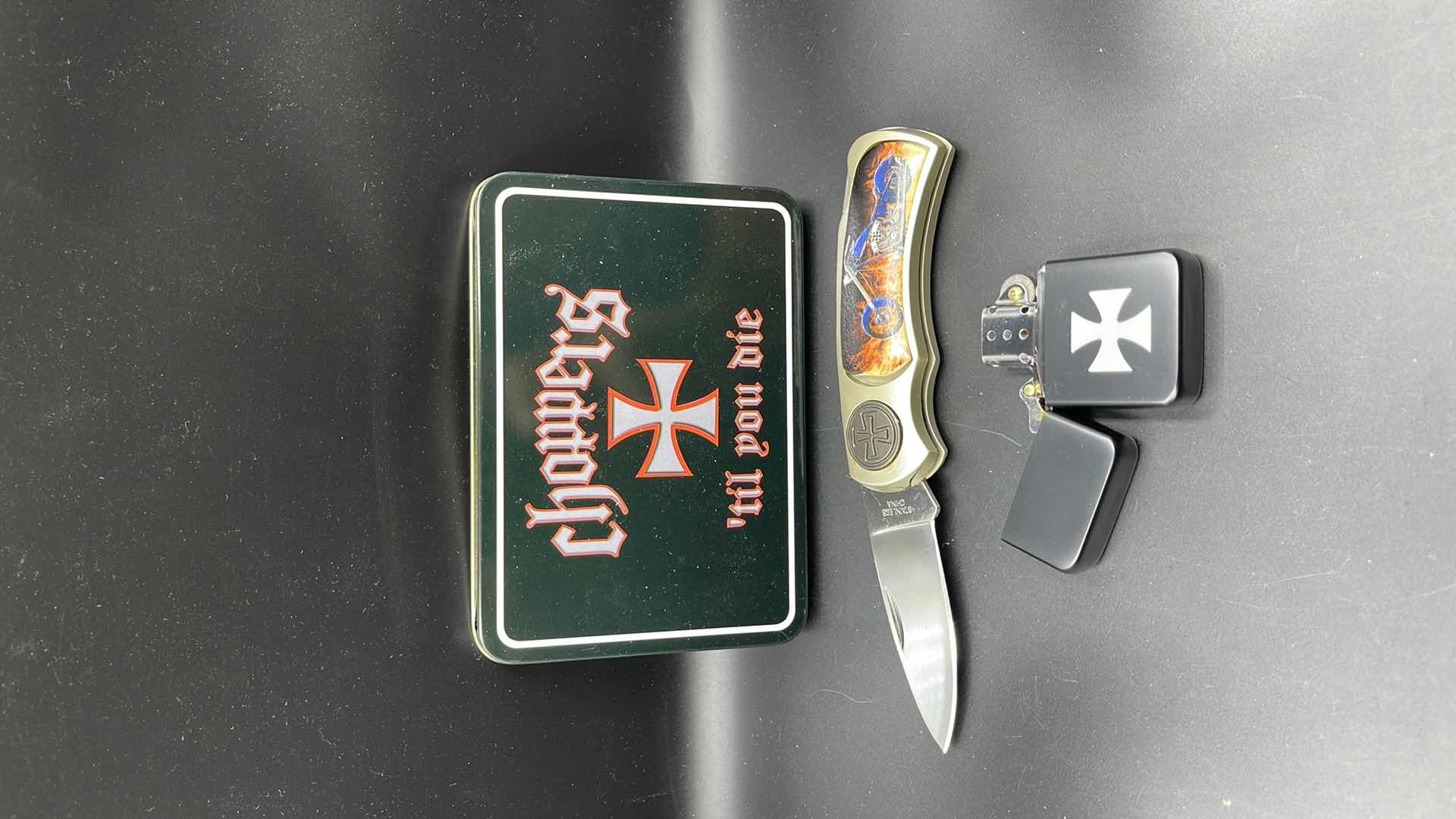 Photo 1 of CHOPPERS TILL YOU DIE KNIFE & LIGHTER SET