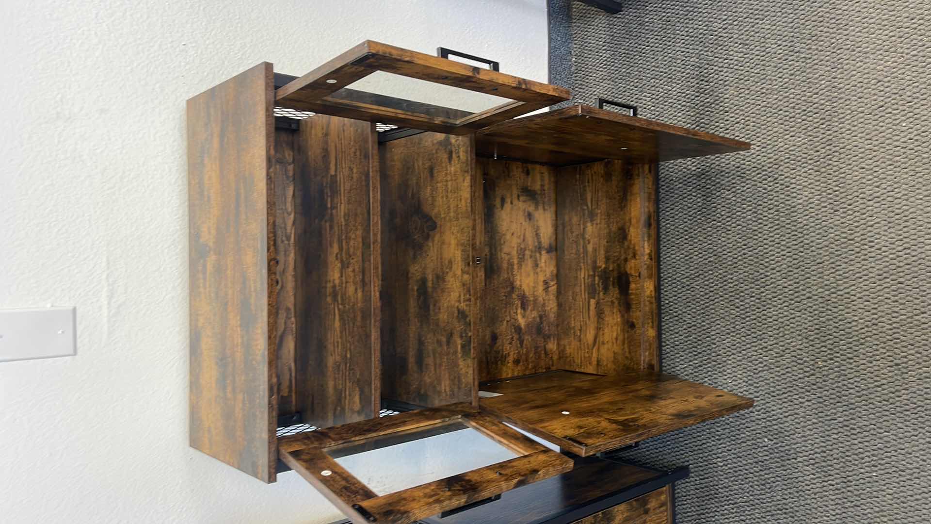 Photo 1 of METAL BASE W WOOD SIDING CABINET 24” X 12” H42” (COSMETIC DAMAGE ONLY)