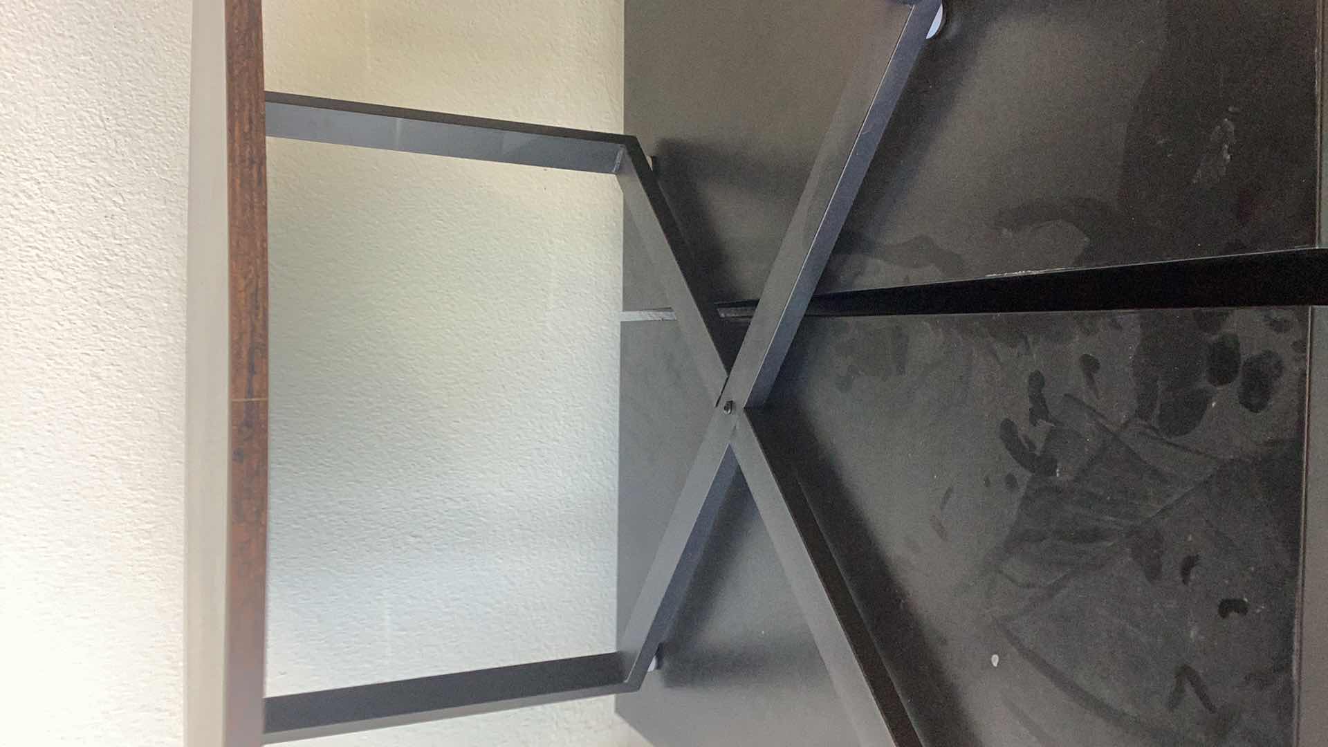 Photo 1 of WOOD AND METAL ROUND TABLE 35” X 18”