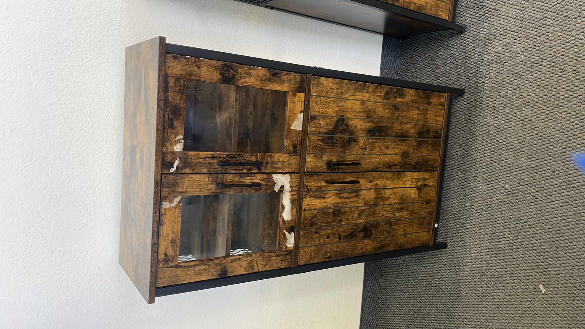 Photo 1 of METAL BASE W WOOD SIDING CABINET 24” X 12” H42” (COSMETIC DAMAGE ONLY)