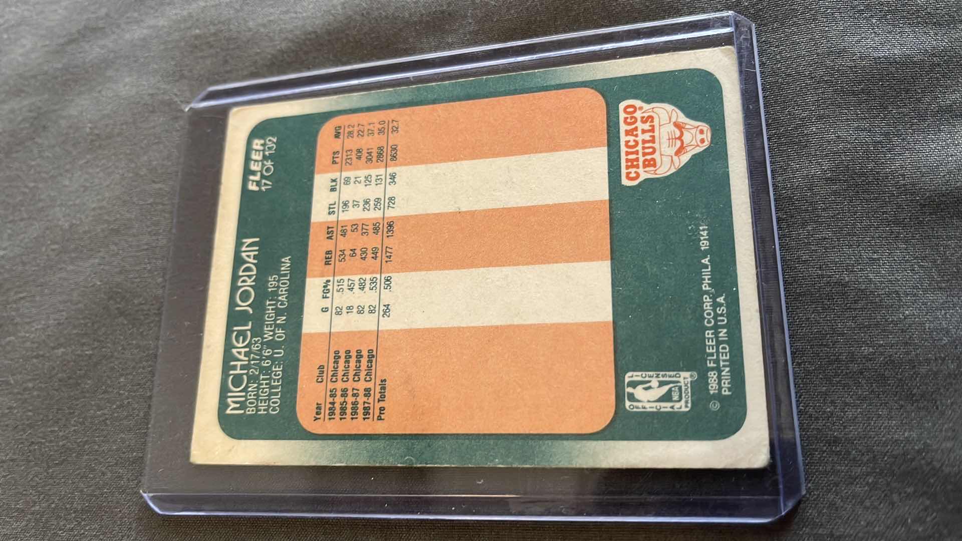 Photo 1 of 1988 MICHAEL JORDAN FLEER CARD 17