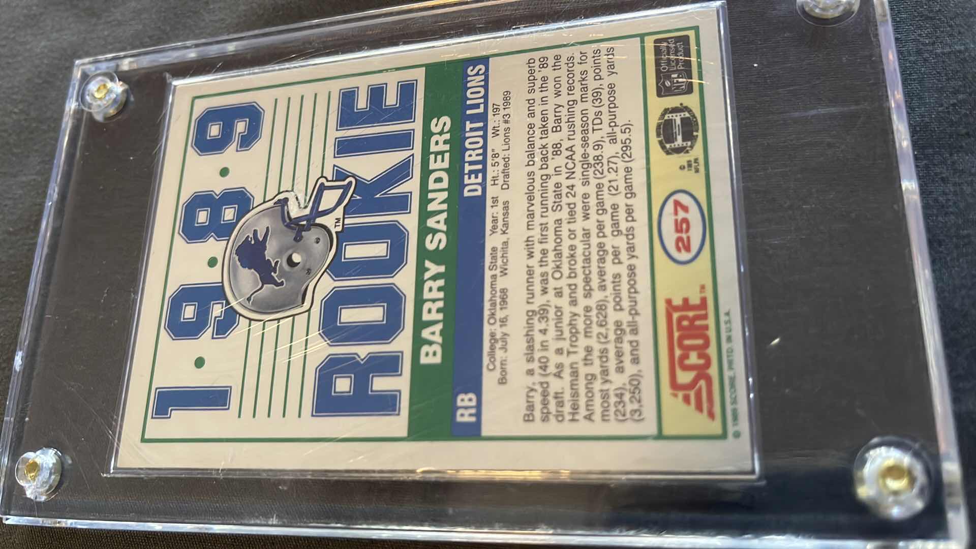 Photo 1 of 1989 BARRY SANDERS SCORE ROOKIE CARD 257