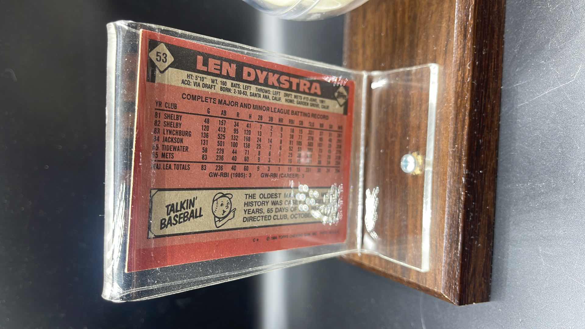 Photo 4 of 1986 LEN DYKSTRA AUTOGRAPHED CARD & BASEBALL