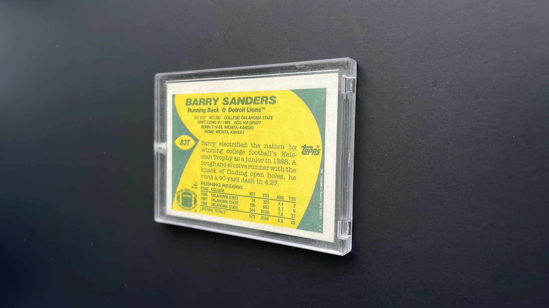 Photo 1 of 1989 BARRY SANDERS TOPPS ROOKIE CARD 83T