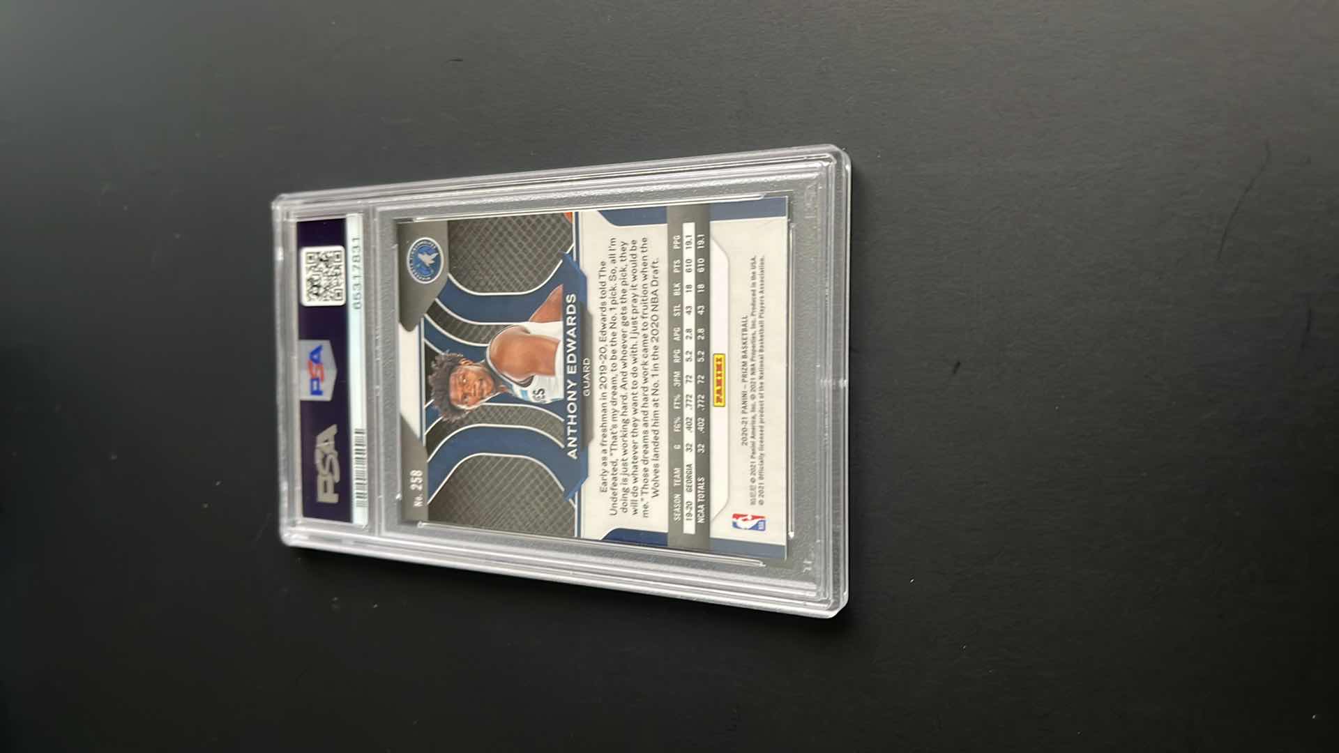 Photo 1 of 2020 ANTHONY EDWARDS PANINI SILVER PRIZM ROOKIE CARD 258 RATED 9