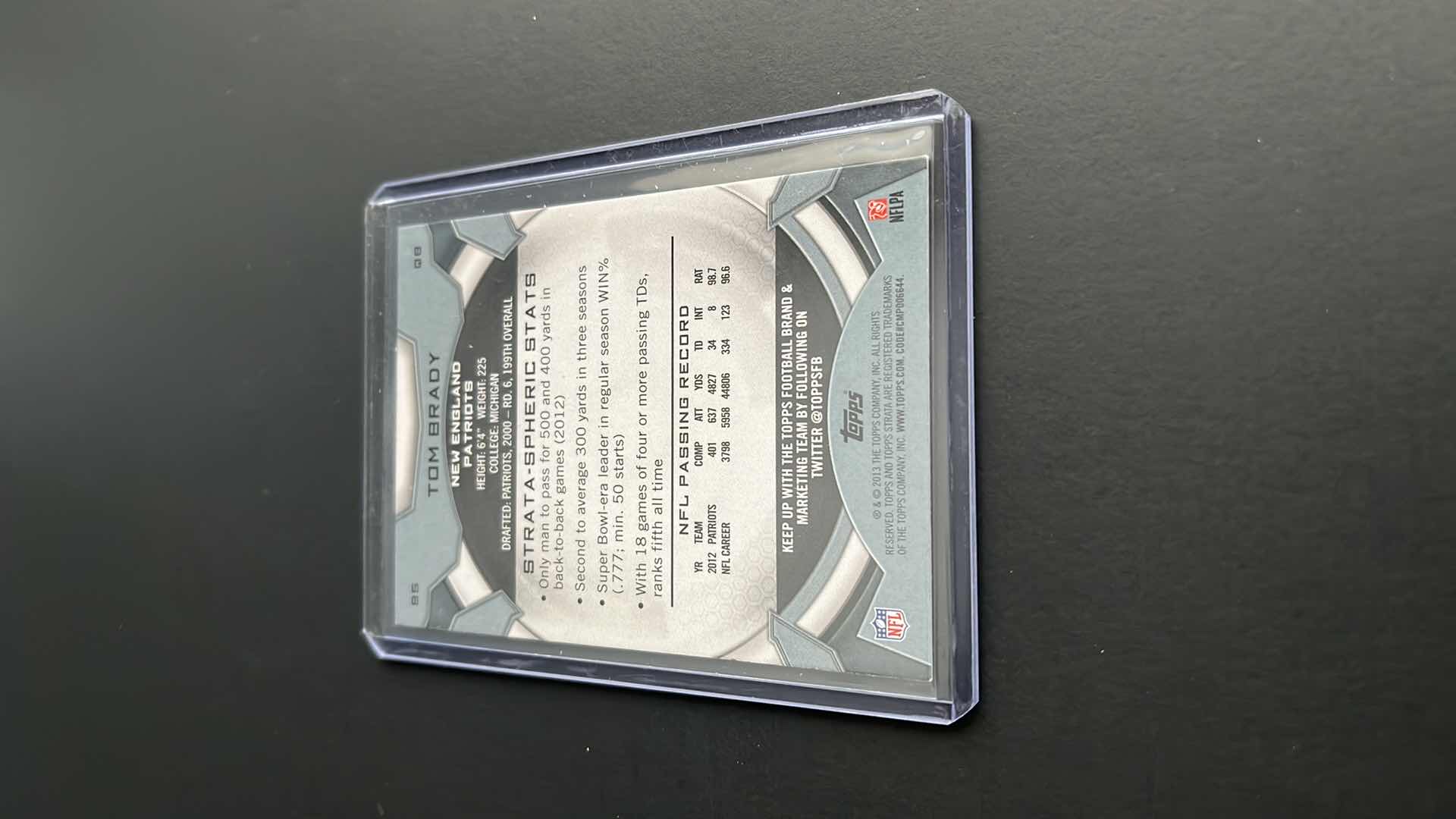 Photo 1 of 2013 TOM BRADY TOPPS STRATA CARD 98
