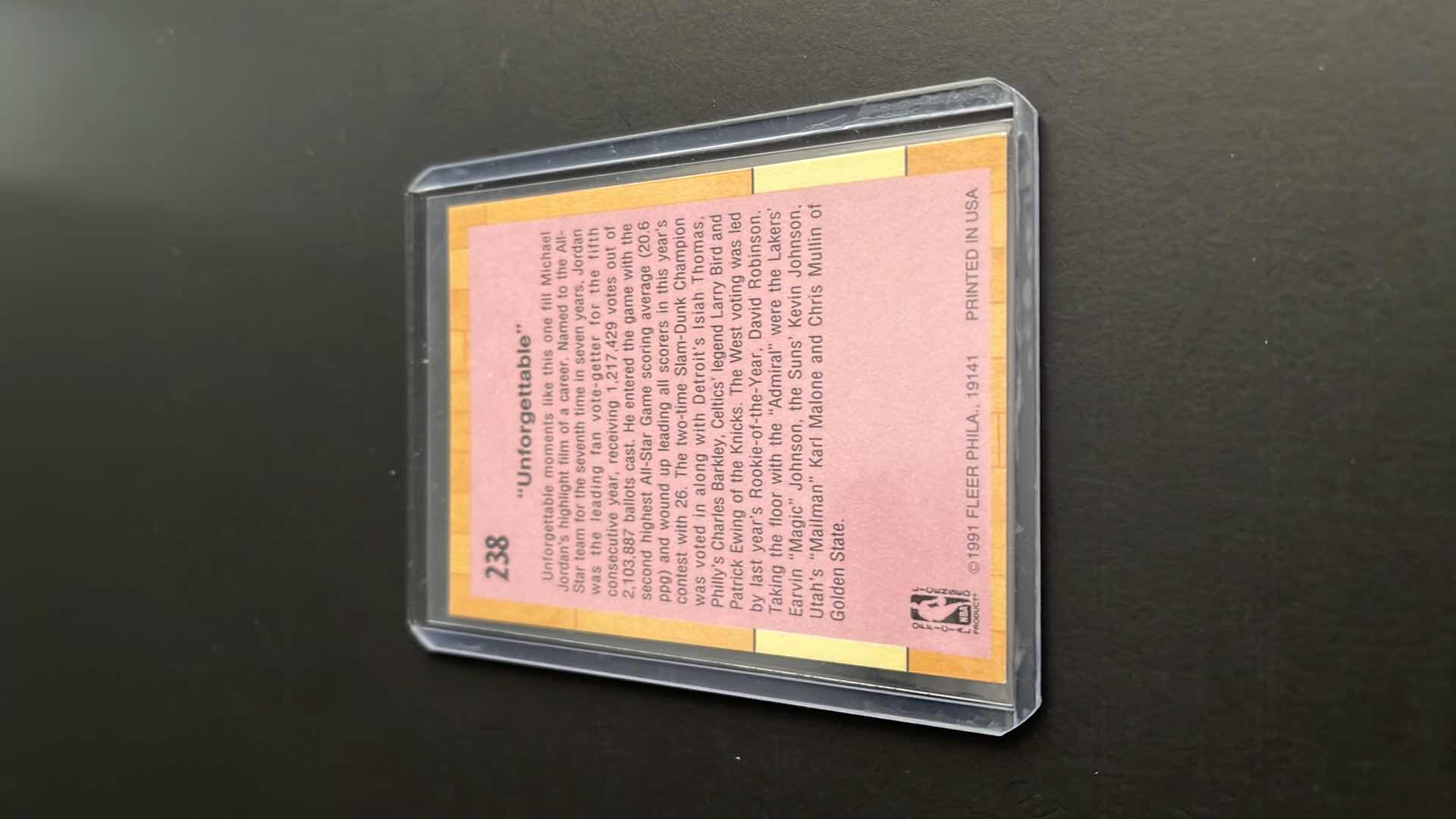 Photo 1 of 1991 MICHAEL JORDAN UNFORGETTABLE FLEER CARD 238