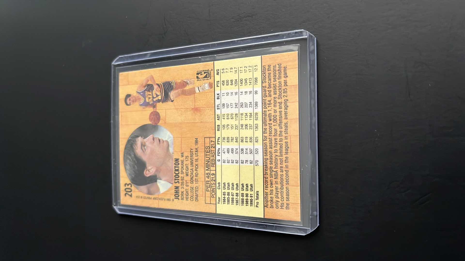 Photo 1 of 1991 JOHN STOCKTON FLEER CARD 203
