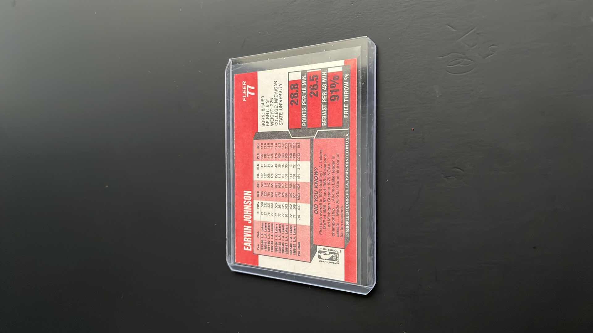 Photo 1 of 1989 MAGIC JOHNSON FLEER CARD 77