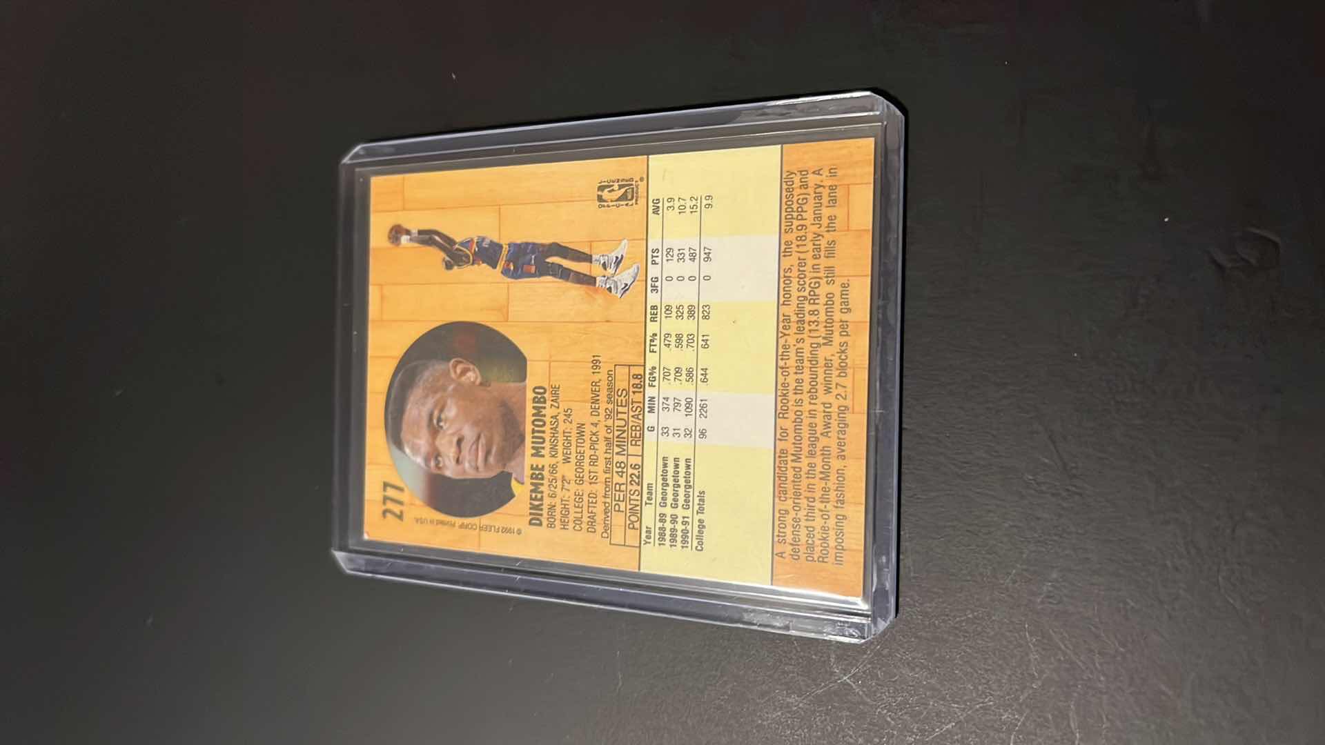 Photo 2 of 1991 DIKEMBE MUTOMBO FLEER ROOKIE CARD 277