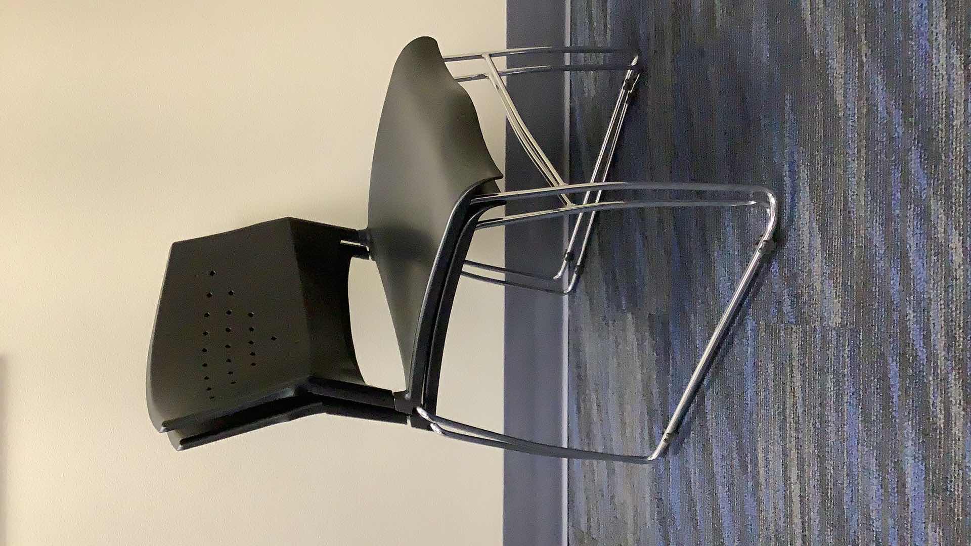 Photo 1 of 2 BLACK COLOR STACKABLE CHROME FRAME CHAIRS