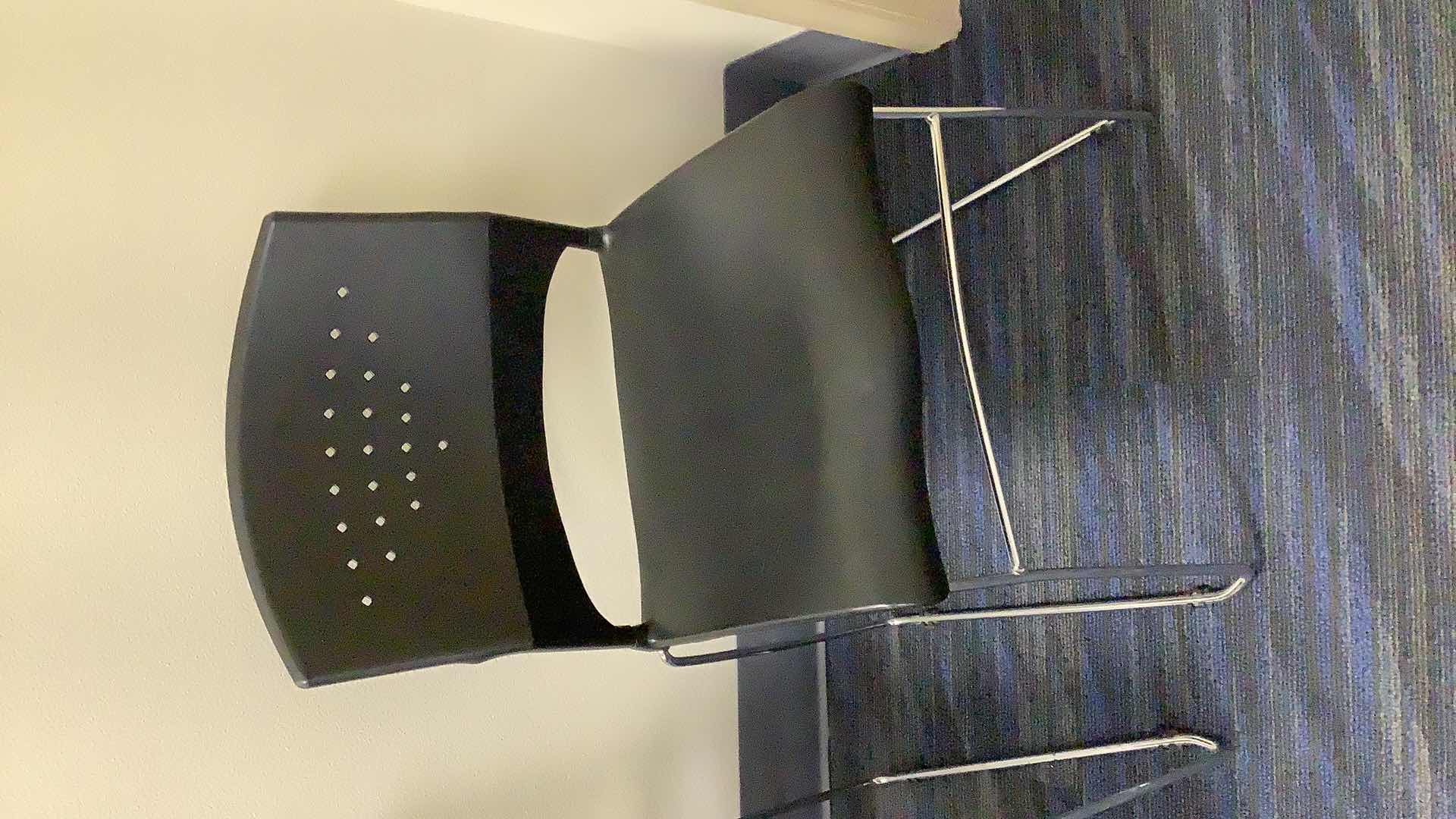 Photo 1 of 2 BLACK COLOR STACKABLE CHROME FRAME CHAIRS