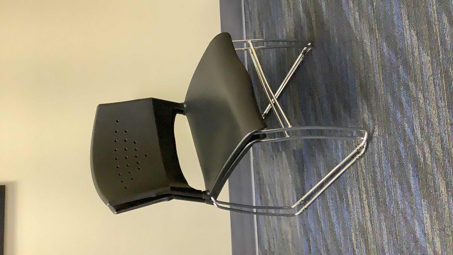 Photo 4 of 2 BLACK COLOR STACKABLE CHROME FRAME CHAIRS