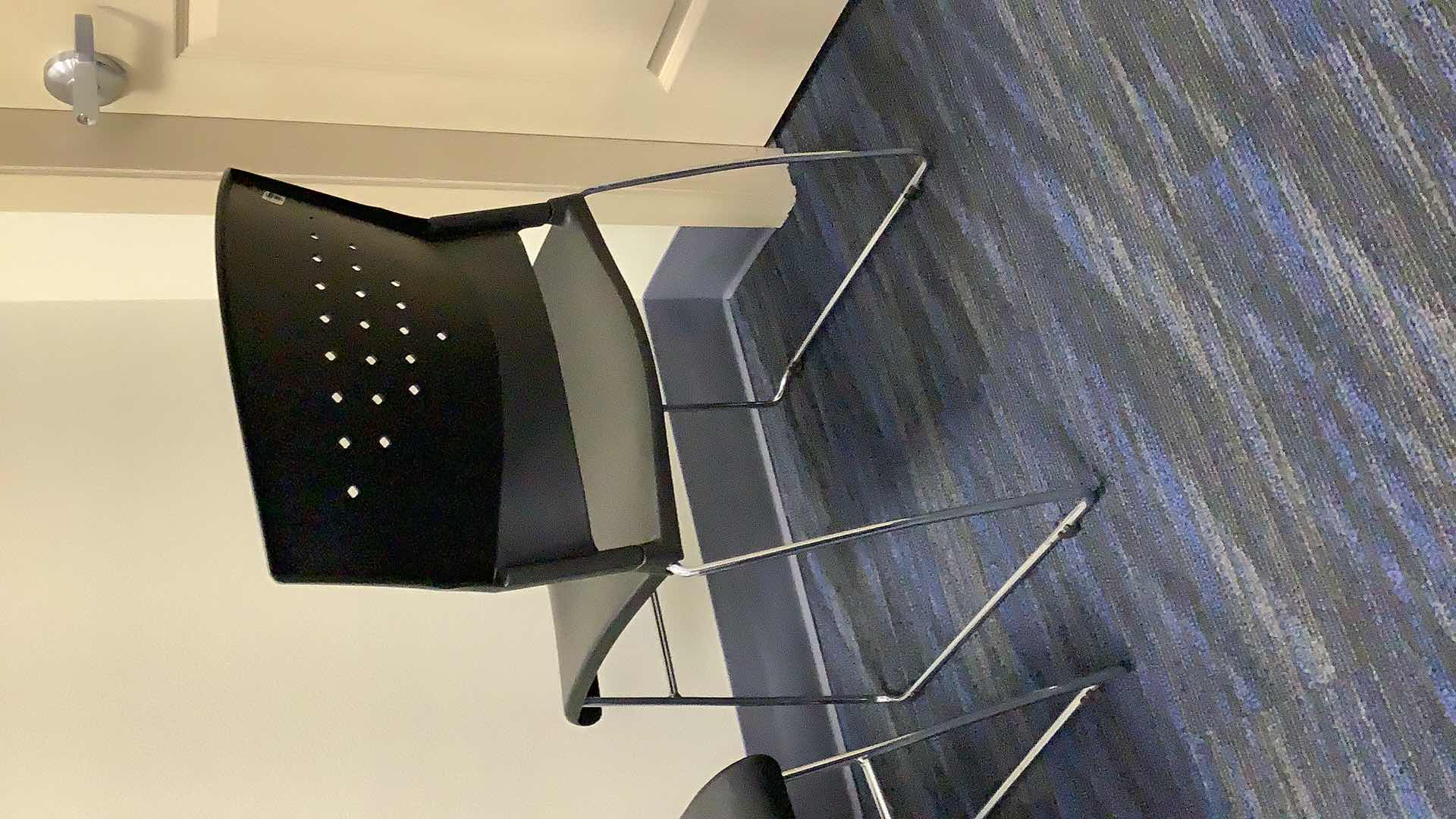 Photo 3 of 2 BLACK COLOR STACKABLE CHROME FRAME CHAIRS