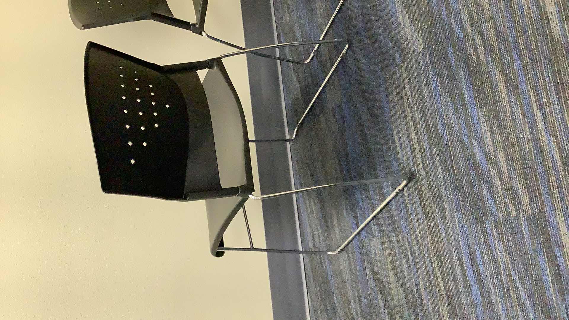 Photo 1 of 2 BLACK COLOR STACKABLE CHROME FRAME CHAIRS