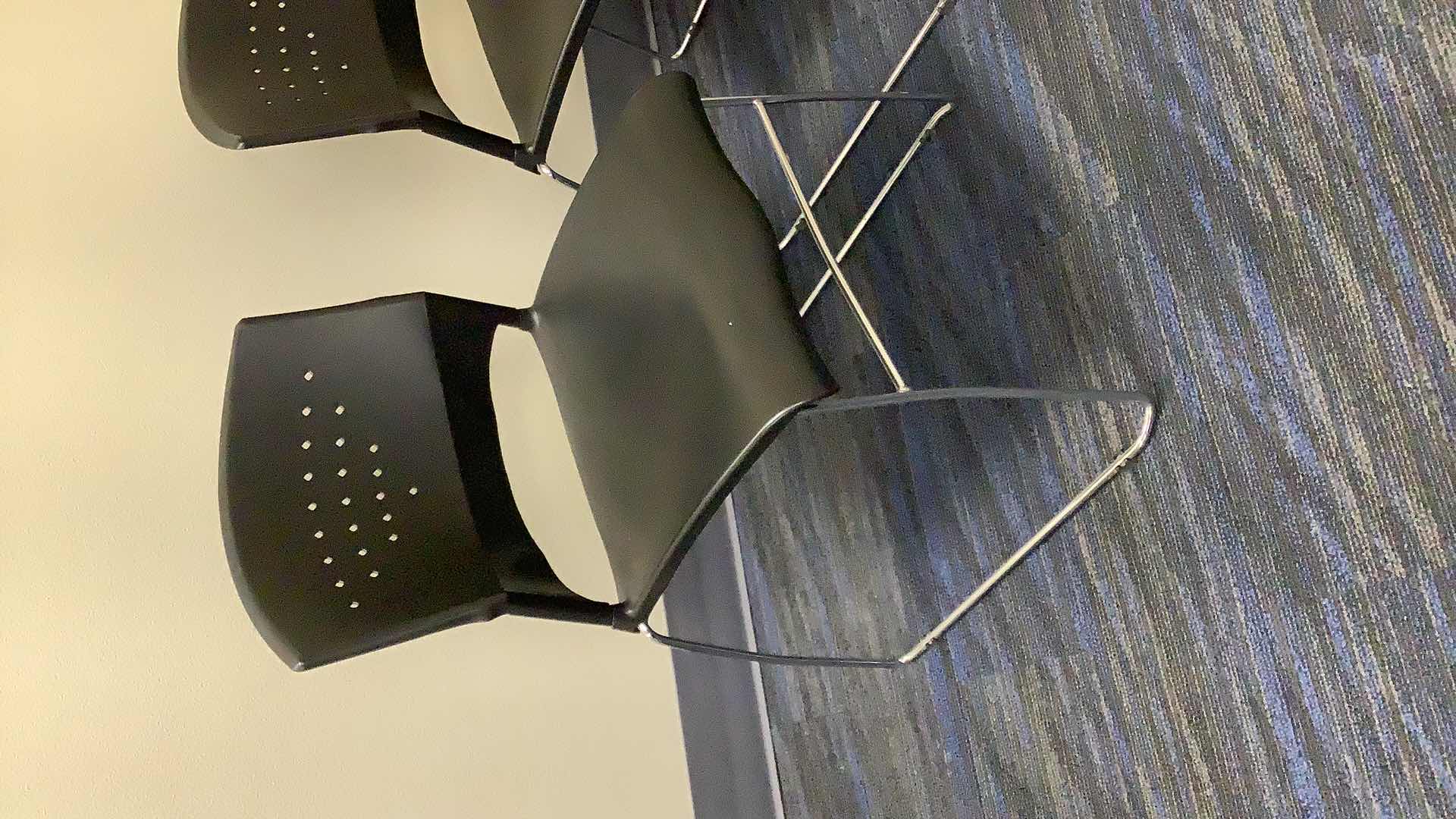 Photo 1 of 2 BLACK COLOR STACKABLE CHROME FRAME CHAIRS