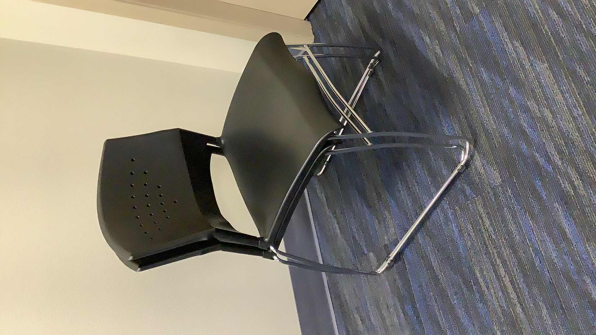 Photo 4 of 2 BLACK COLOR STACKABLE CHROME FRAME CHAIRS