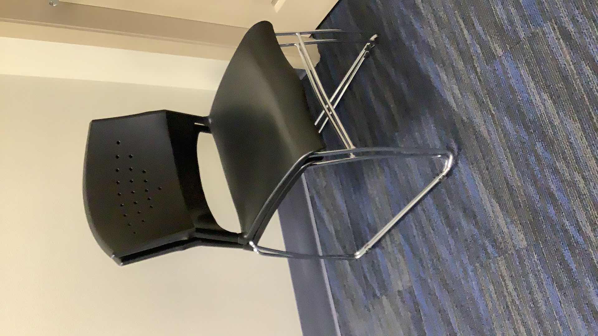 Photo 3 of 2 BLACK COLOR STACKABLE CHROME FRAME CHAIRS