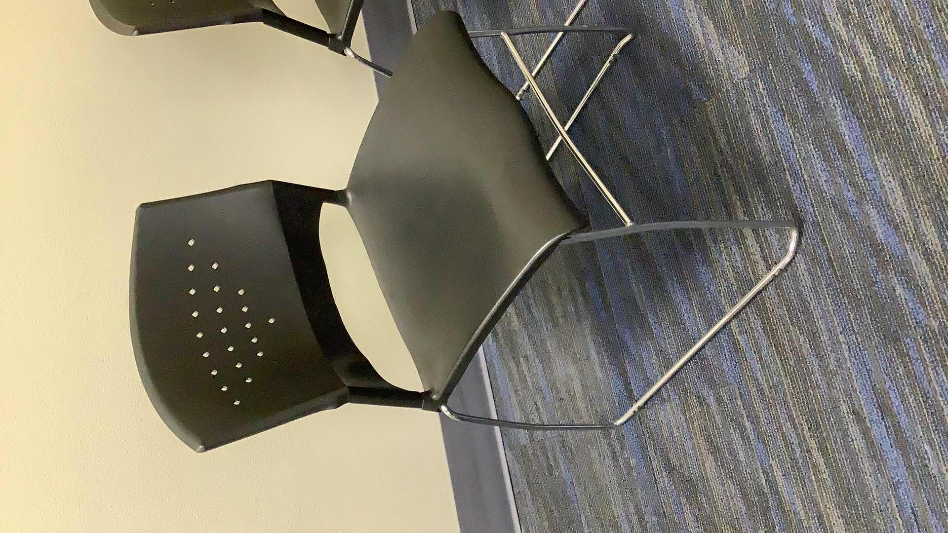 Photo 2 of 2 BLACK COLOR STACKABLE CHROME FRAME CHAIRS