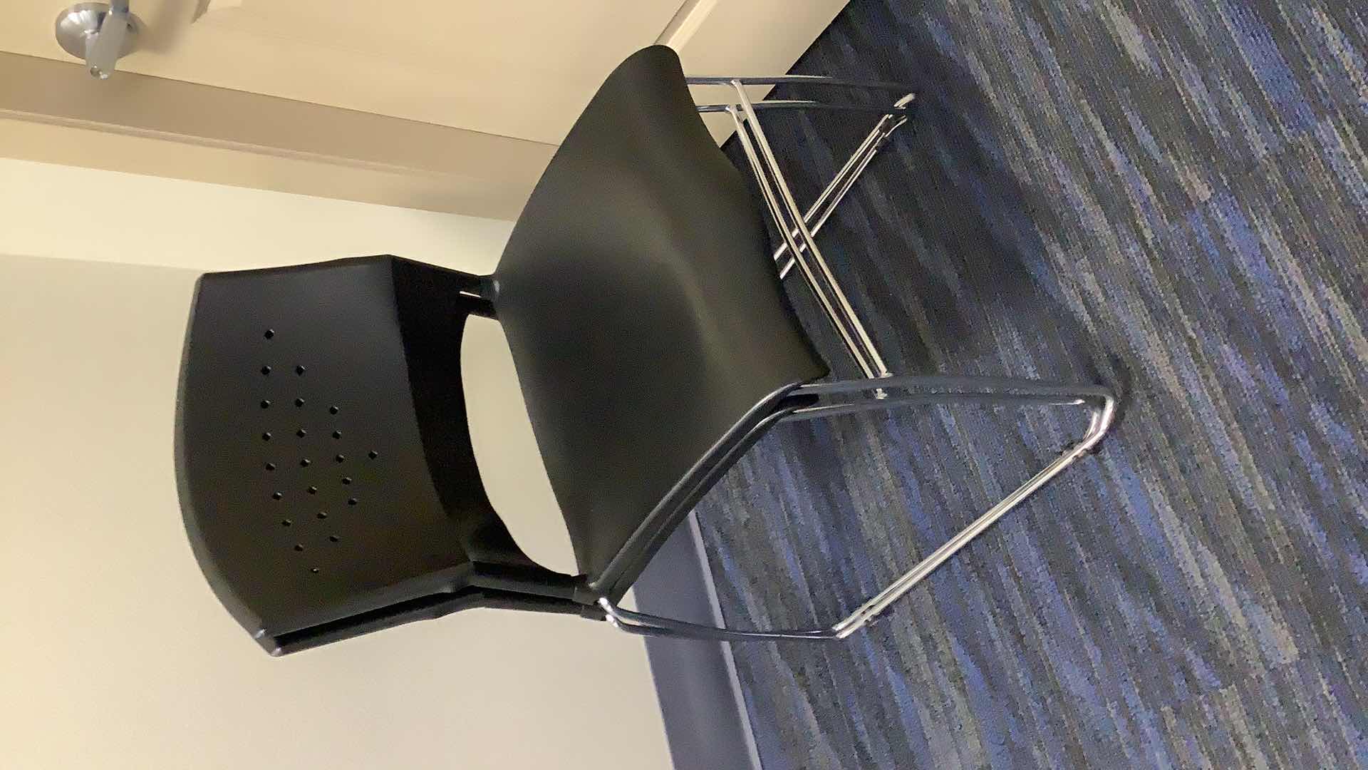 Photo 1 of 2 BLACK COLOR STACKABLE CHROME FRAME CHAIRS