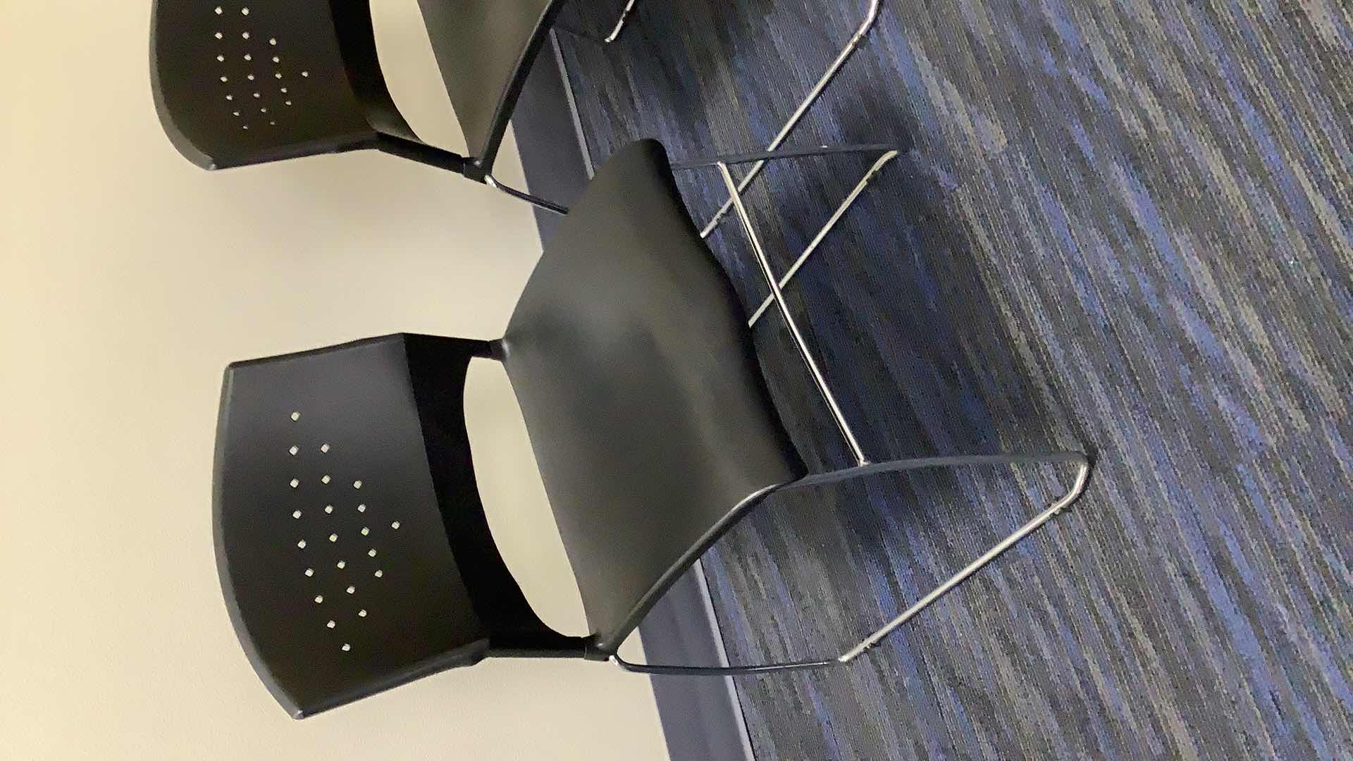 Photo 1 of 2 BLACK COLOR STACKABLE CHROME FRAME CHAIRS